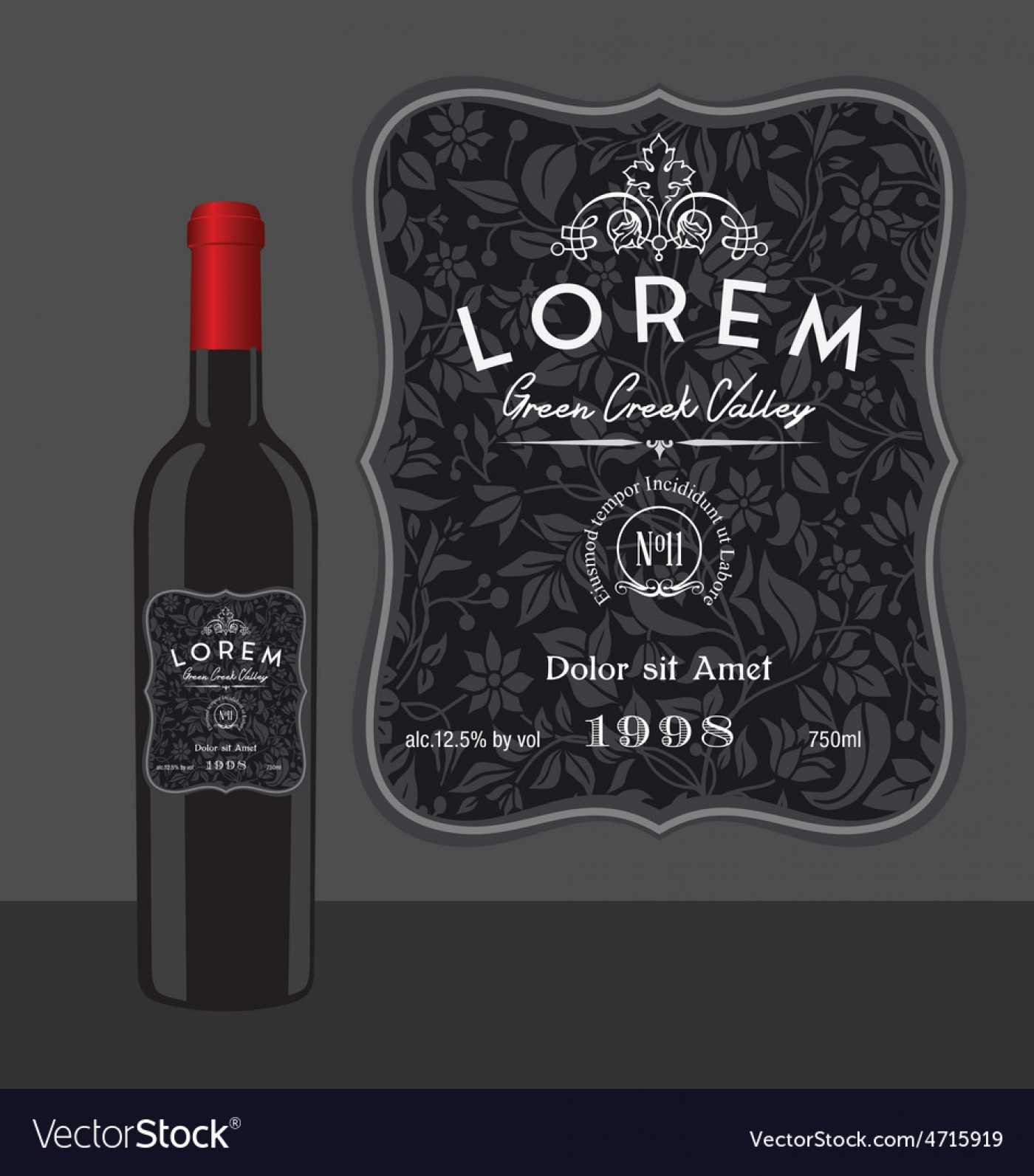 002 Free Wine Bottle Label Template Decorative Vector With Regard To Free Wedding Wine Label Template