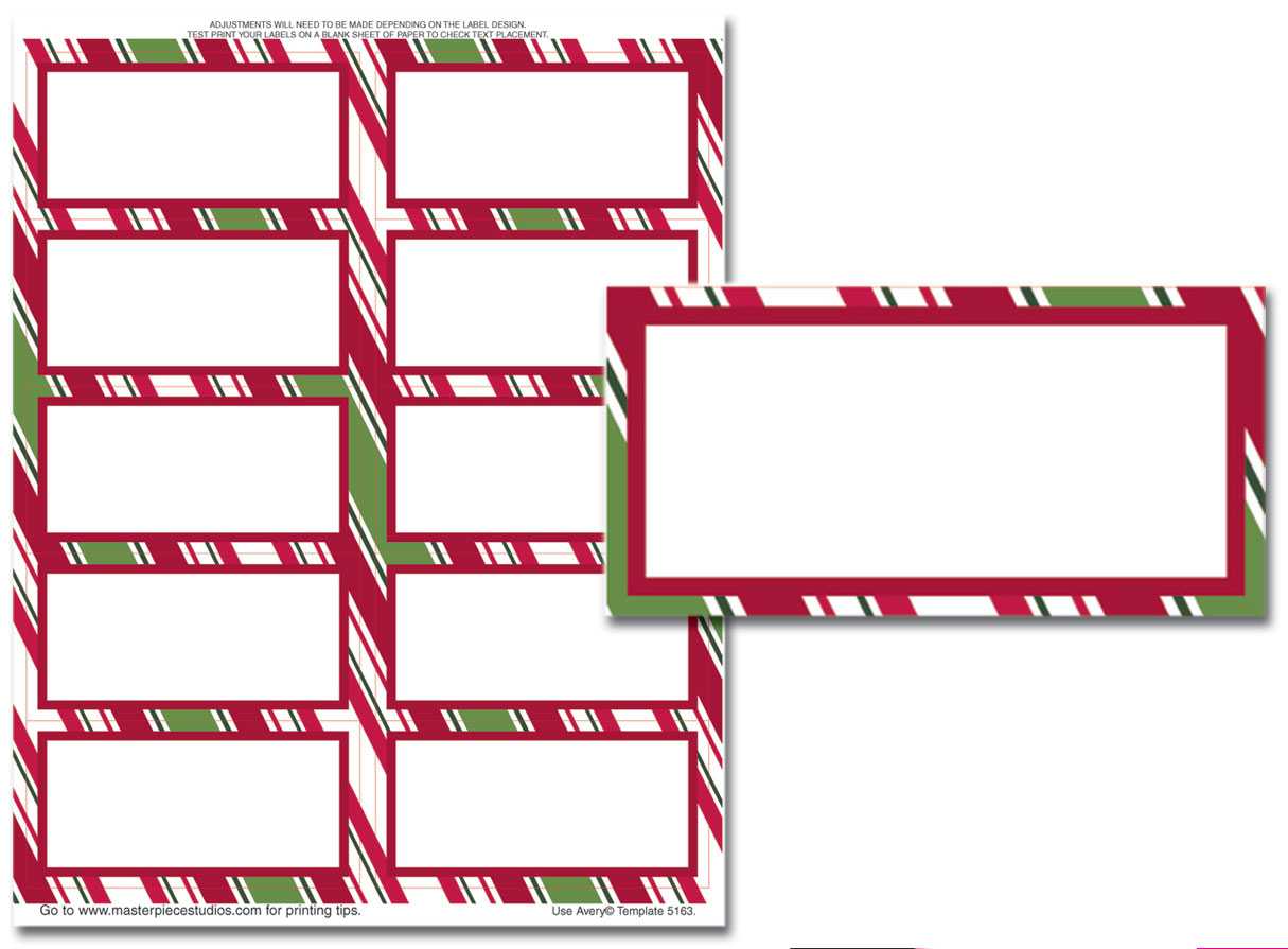 003 Holiday Stripes Mailing Label Christmas Address Labels Within Christmas Address Labels Template