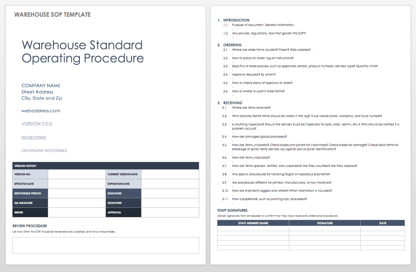 003 Standard Operating Procedure Template Word Ic Warehouse In Free Standard Operating Procedure Template Word 2010