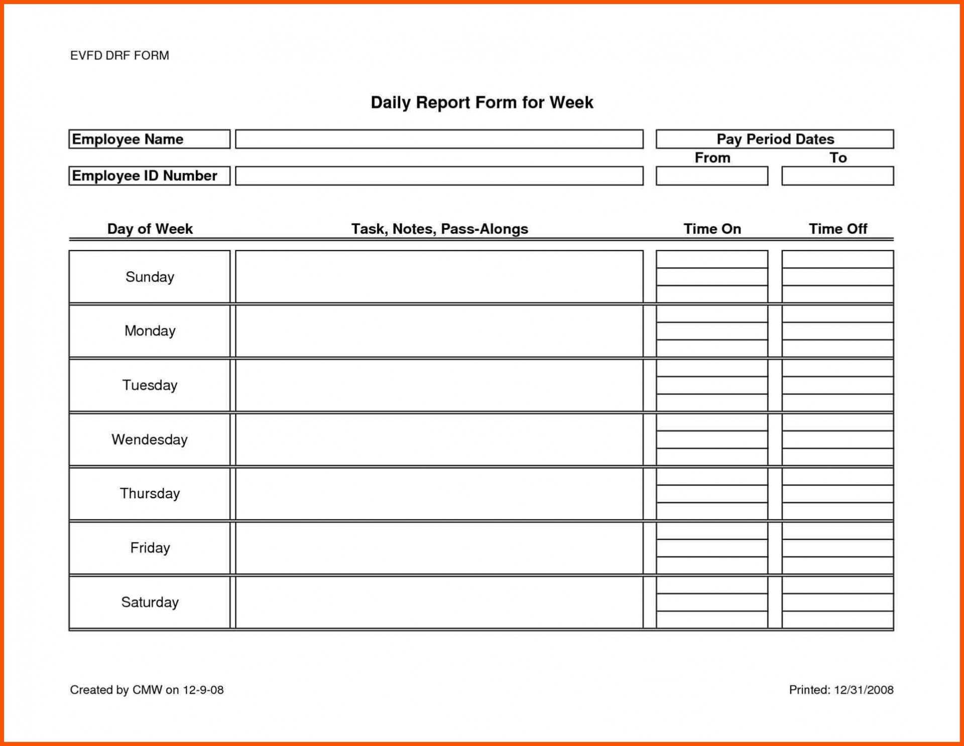 004 Daily Activity Report Template Weekly Fantastic Ideas Intended For Daily Activity Report Template