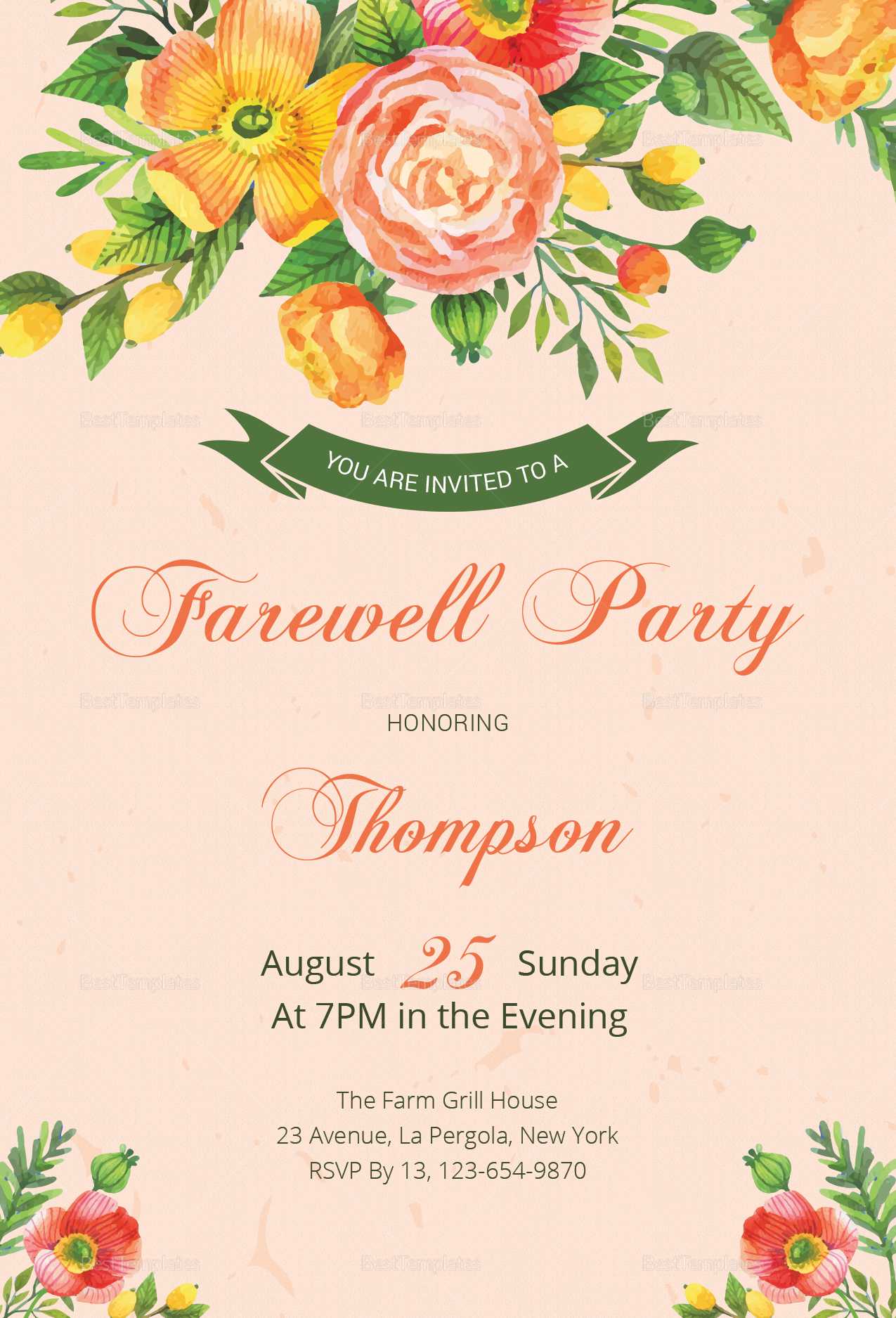 004 Farewell Party Invitation Invitations Templates Template Within Farewell Card Template Word