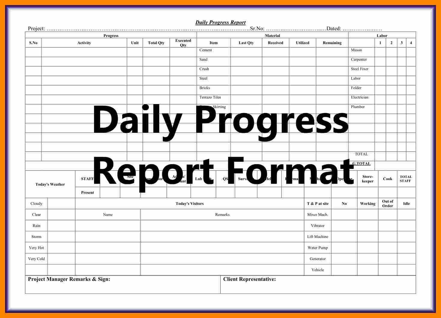 004 Template Ideas Construction Daily Progress Report Inside Construction Daily Progress Report Template