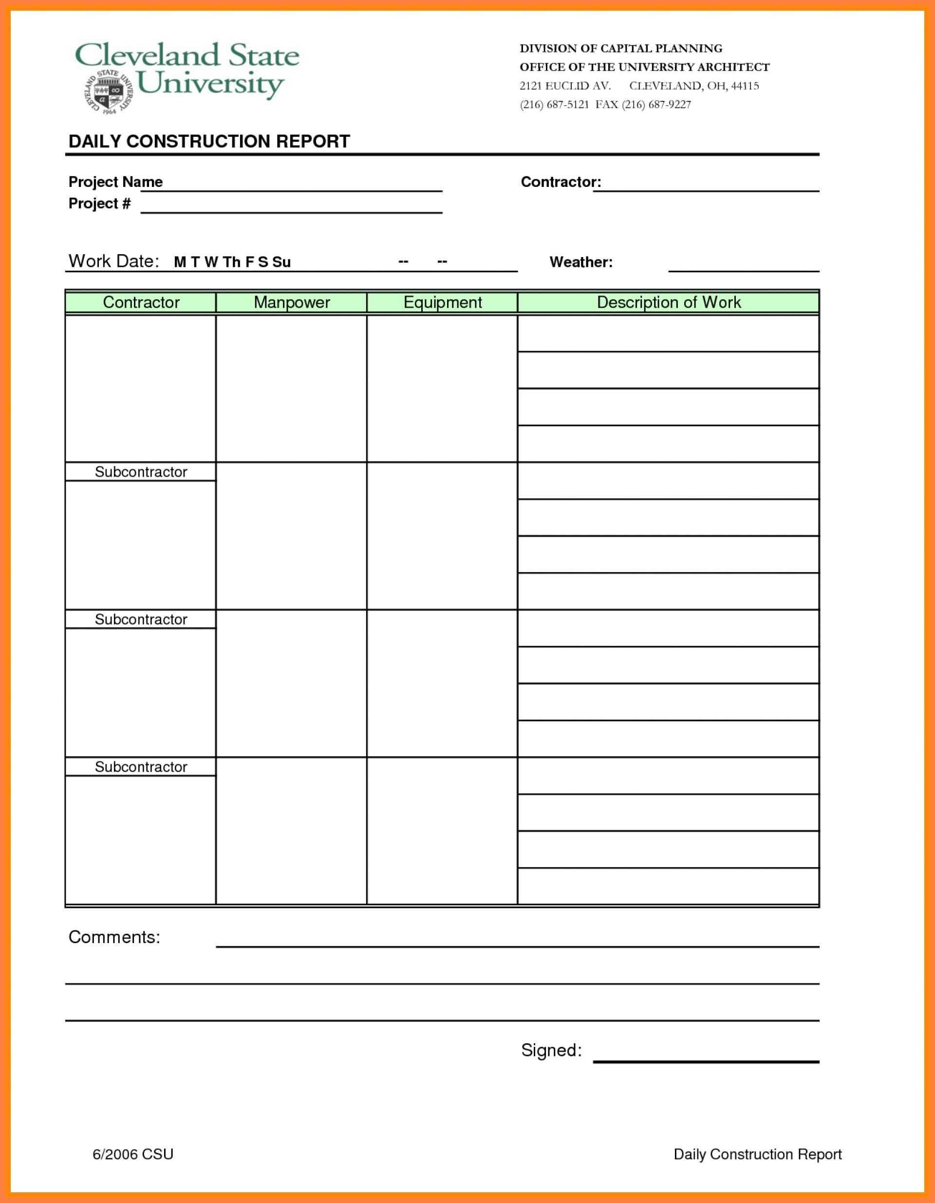 005 Daily Construction Site Report Format In Excel And With Regard To Daily Site Report Template