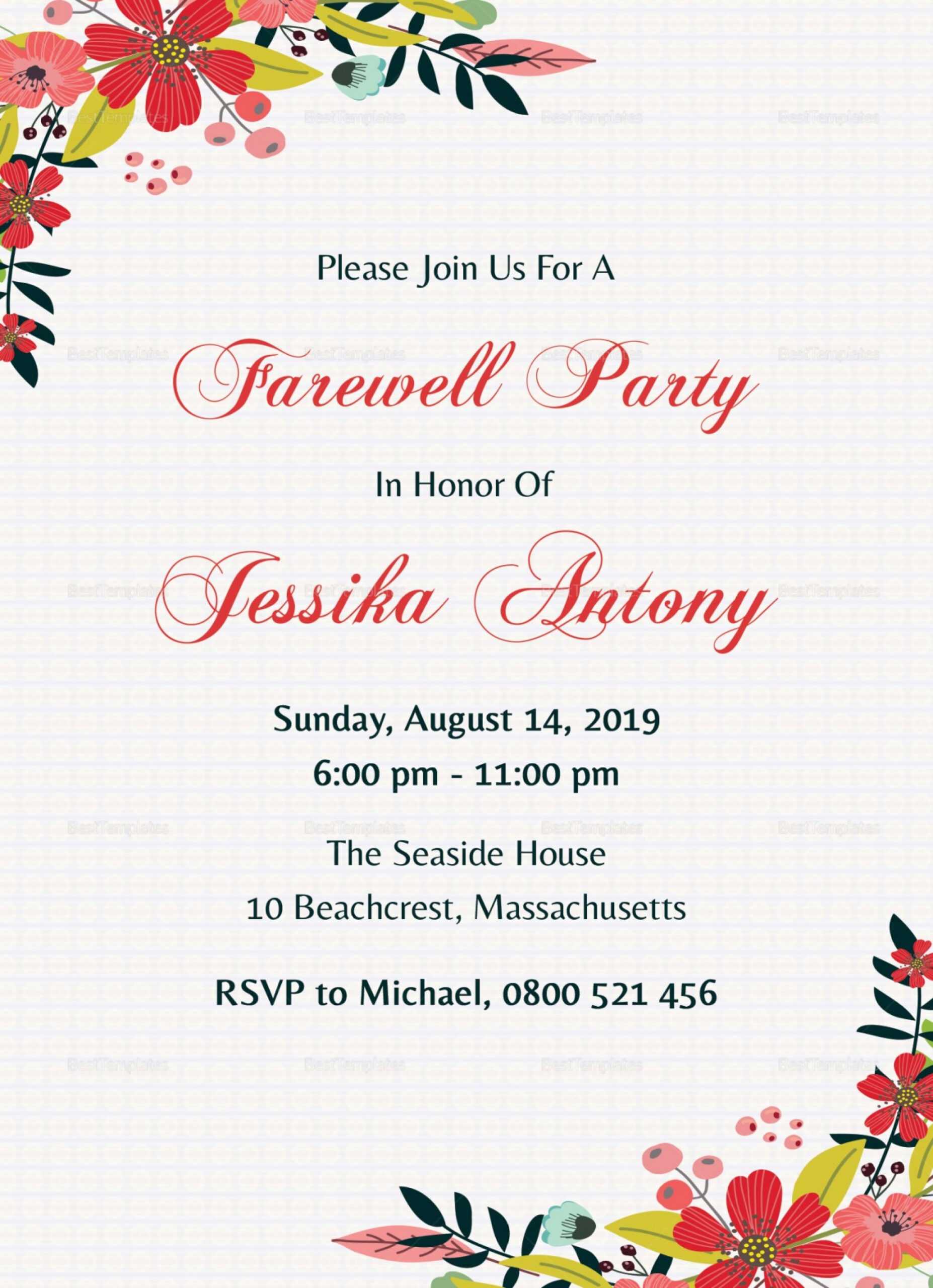 005 Farewell Invitation Template Free Ideas Beautiful Party Intended For Farewell Invitation Card Template
