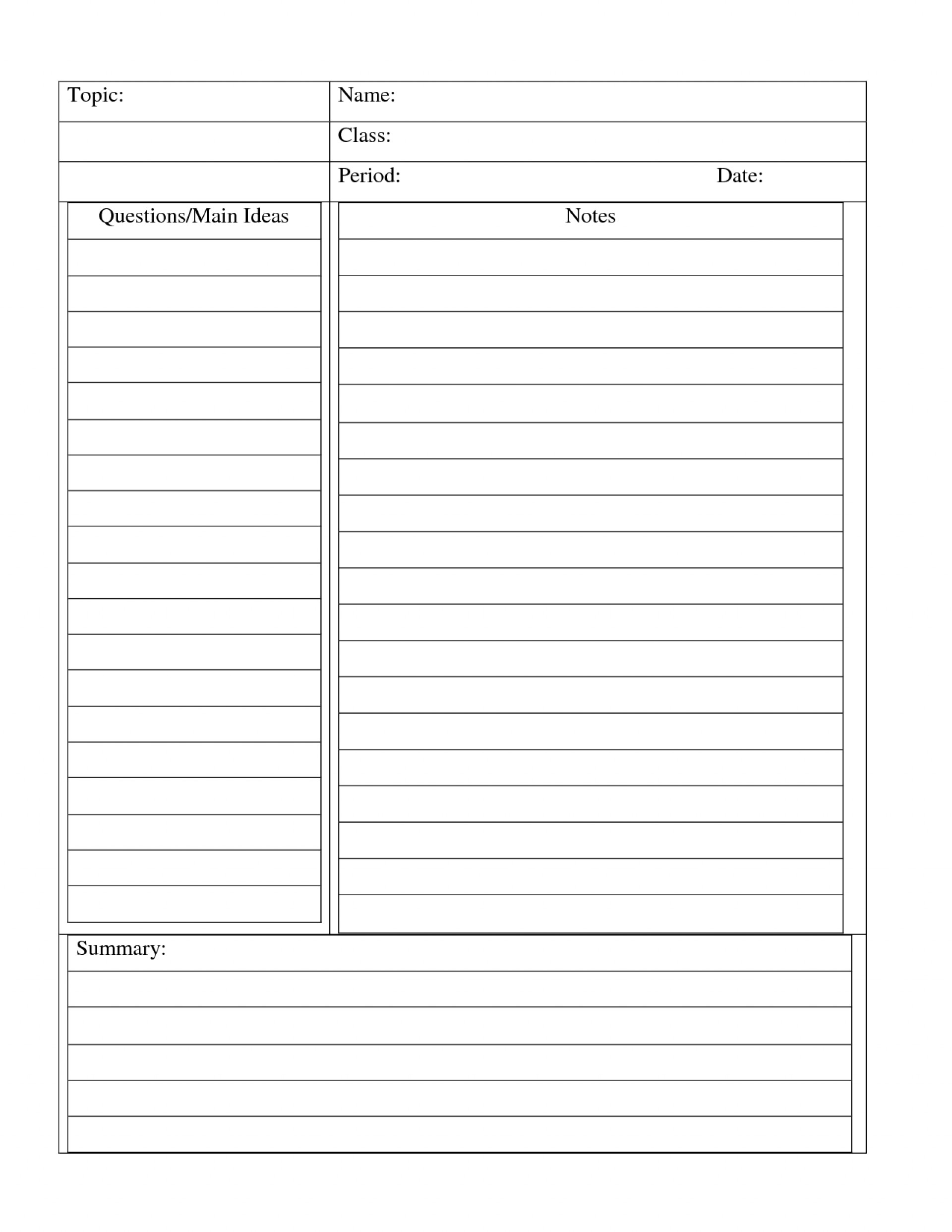 005 Note Taking Template Word Ideas Unforgettable Cornell Throughout Cornell Notes Template Doc