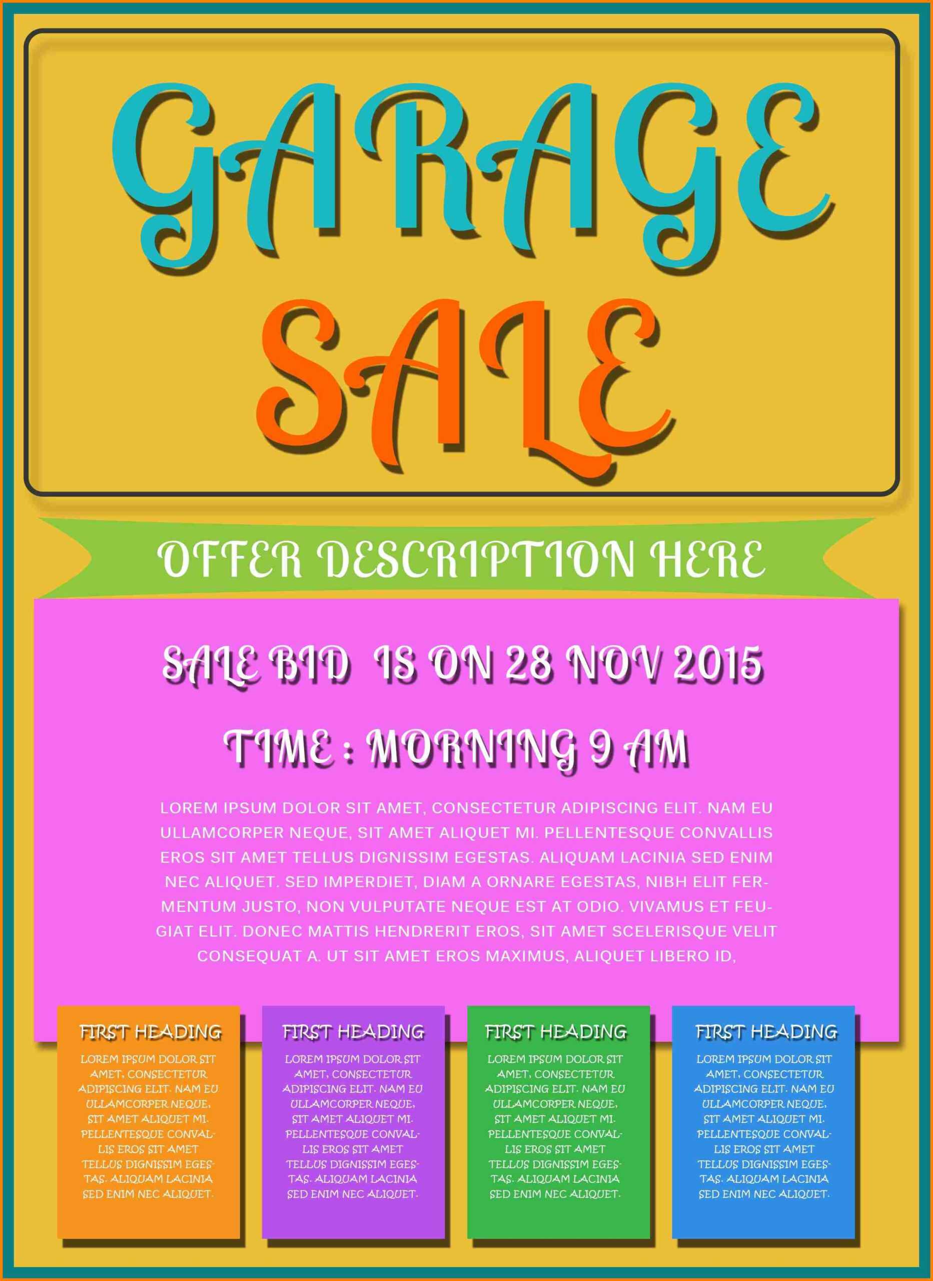 005 Template Ideas Yard Sale Flyer Garage Free Printable Regarding Free Yard Sale Flyer Template