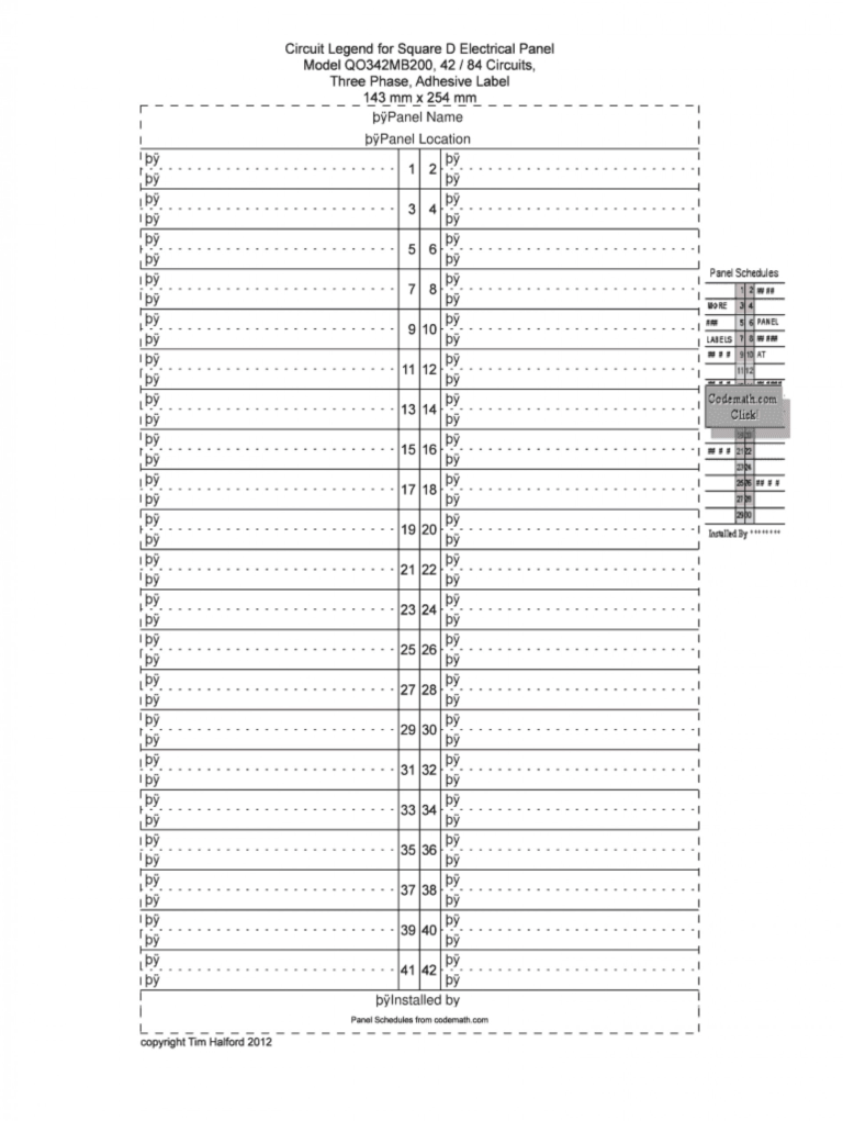 006 Breaker Panel Label Template Siemens Schedule Large Intended For