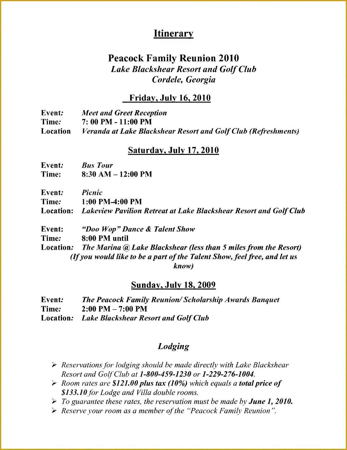 006 Family Reunion Program Template Awesome Printable Inside Free Family Reunion Letter Templates