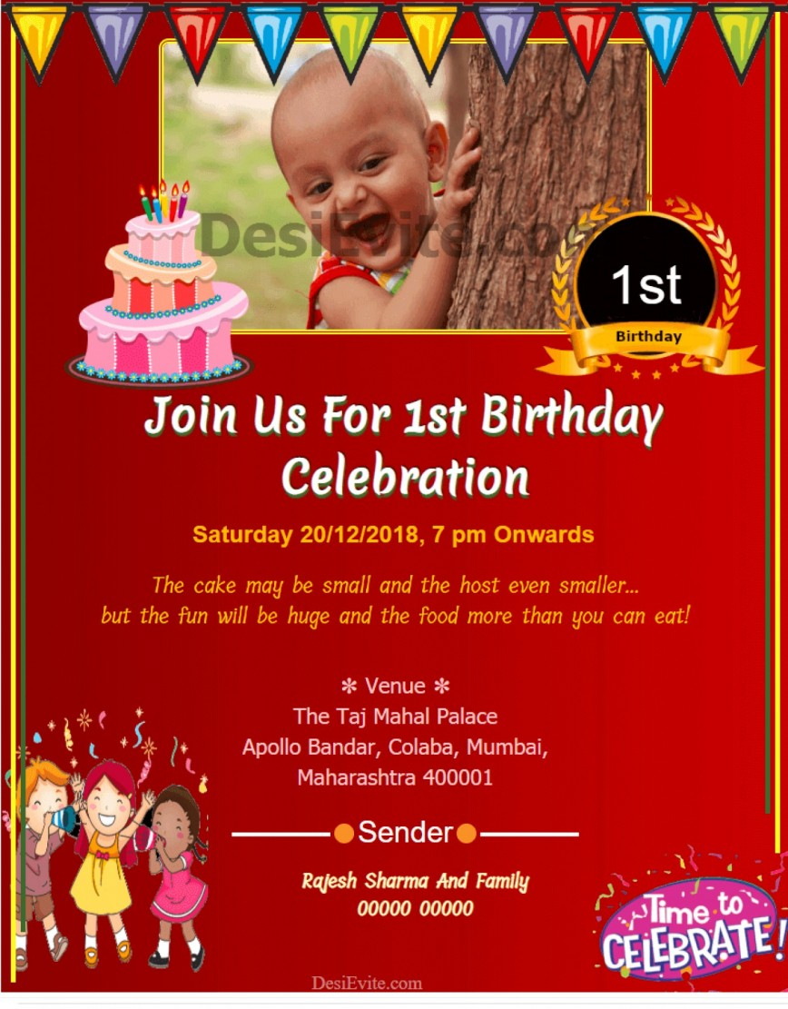 008 1St Birthday Invitation Card Maker For Baby Boy Template For First Birthday Invitation Card Template