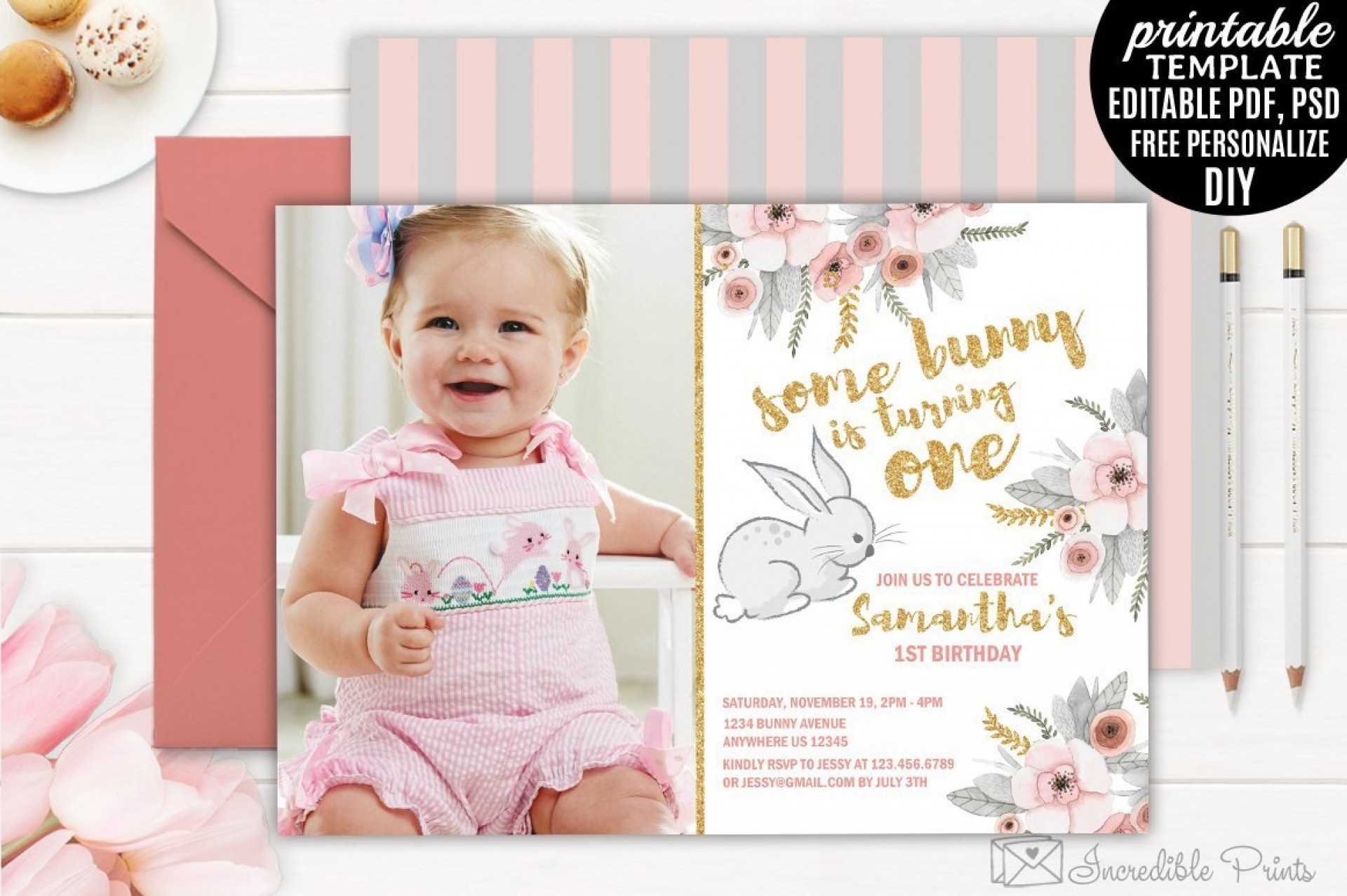 010 Template Ideas Baby First Birthday Invitations 1St For First Birthday Invitation Card Template
