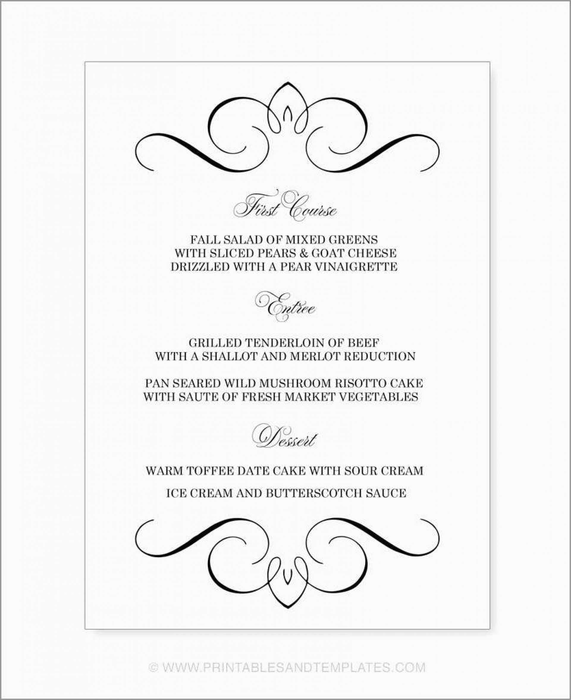 011 Template Ideas Microsoft Word Wedding Menu Free With Regard To Free Wedding Menu Template For Word