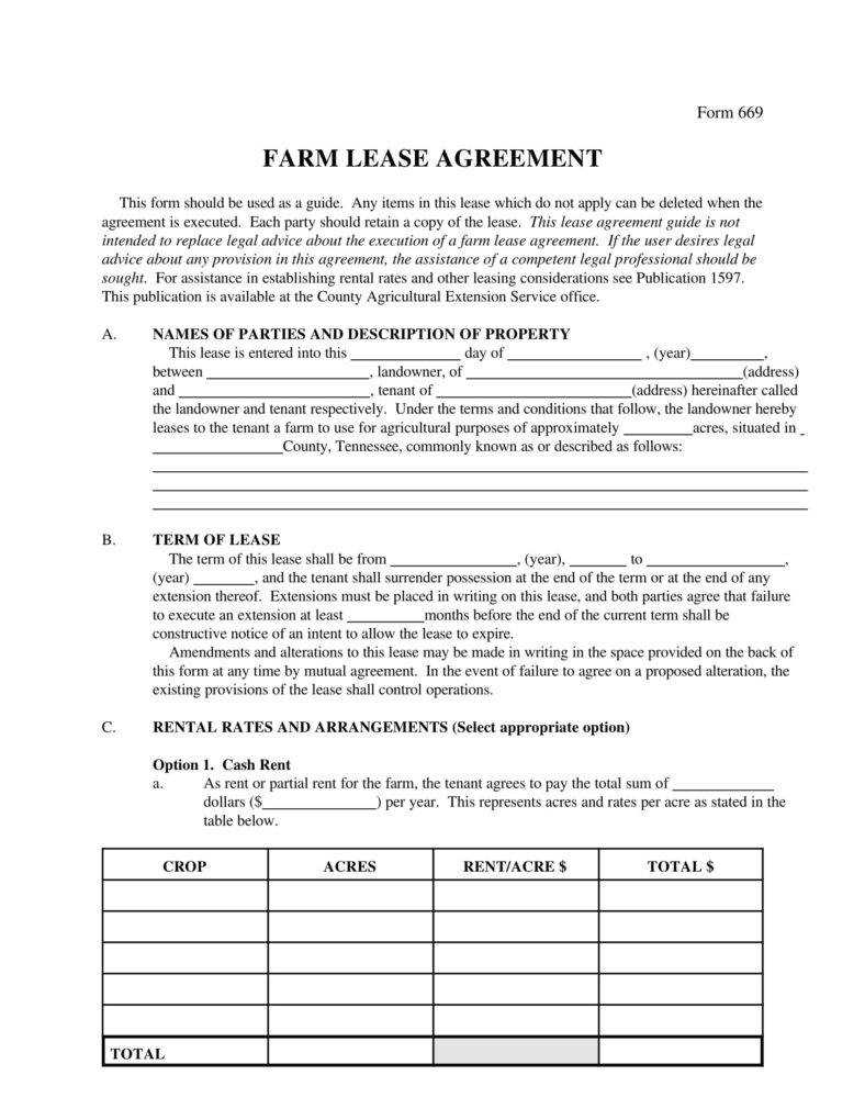 012 Farm Lease Agreement Form2 788X1020 Property Template Throughout Farm Business Tenancy Template