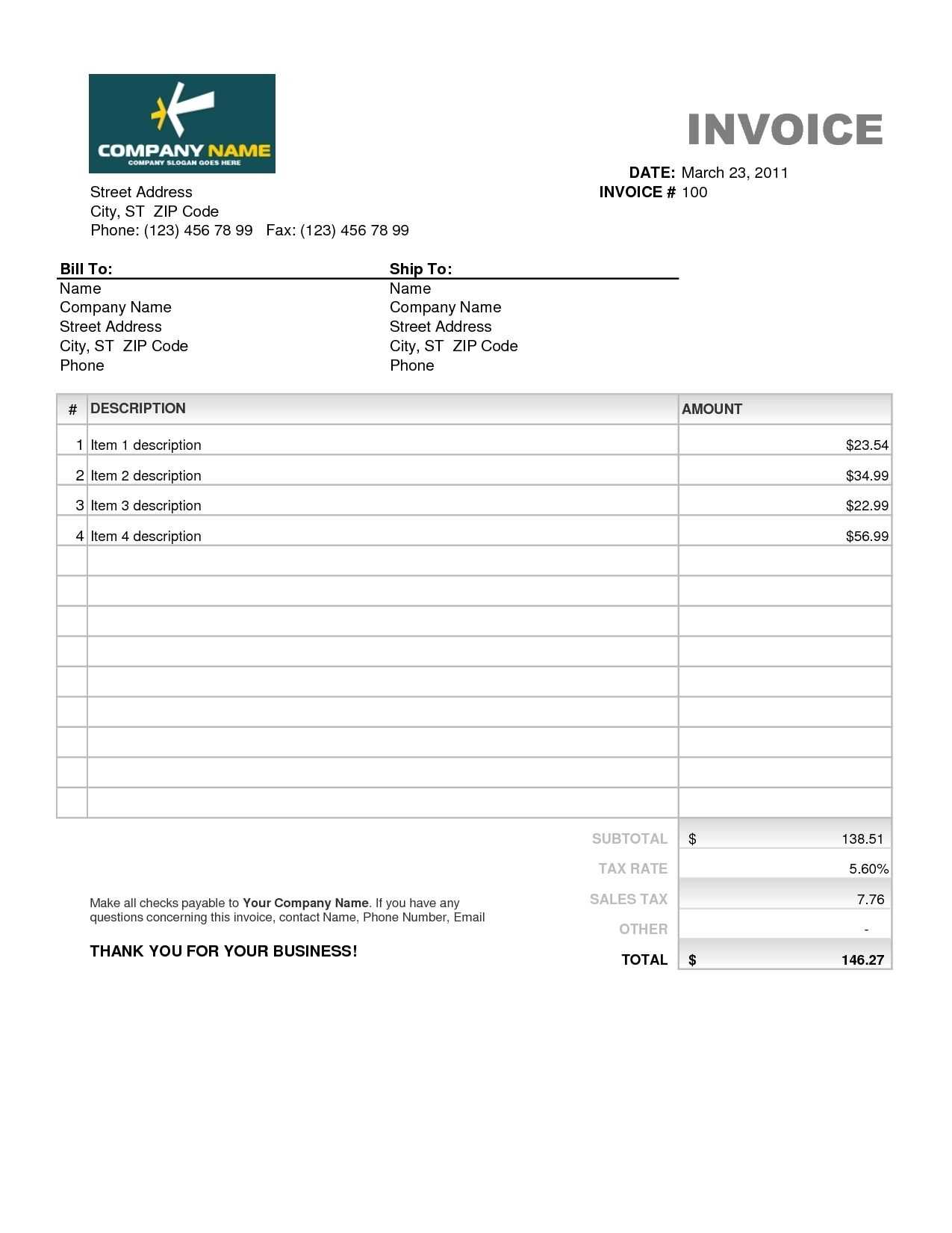 012 Free Excel Invoice Template Ideas Impressive For With Excel Invoice Template 2003