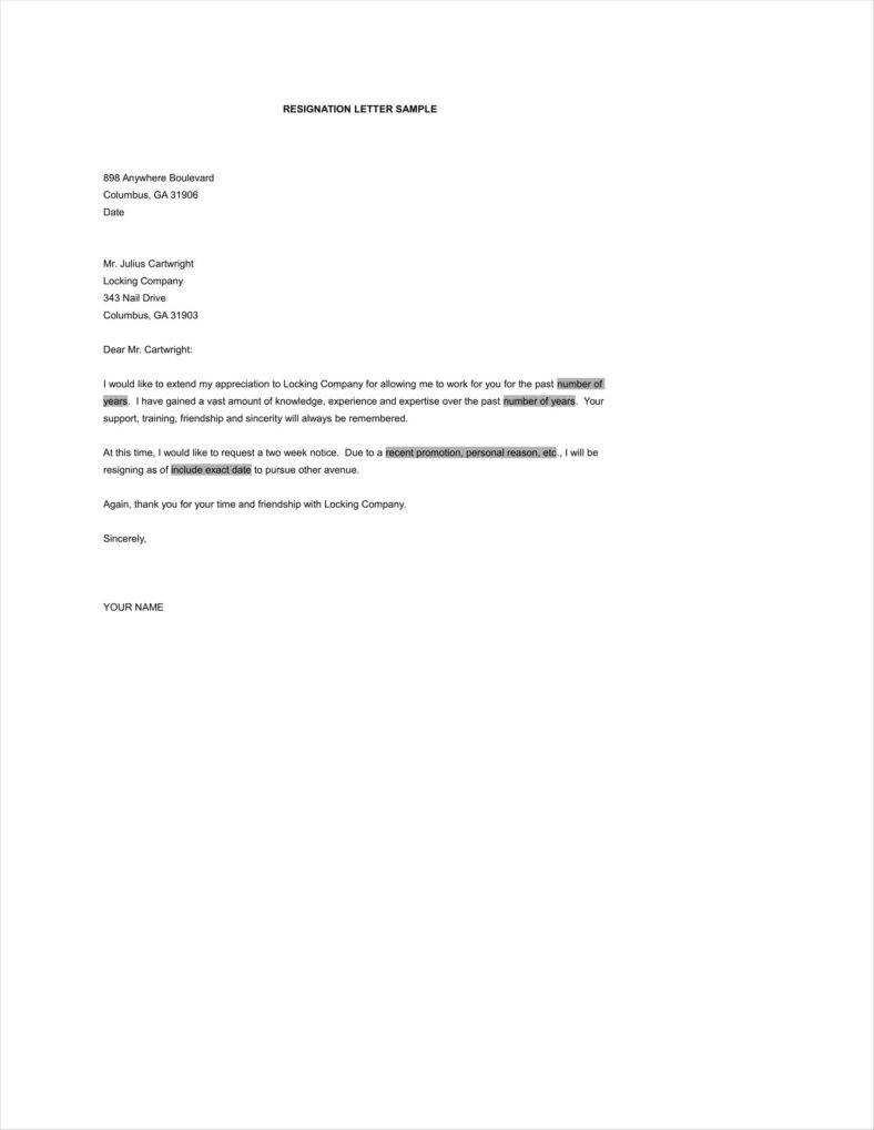 012 Letter Of Resignation Template Free Ideas Simple For In Free Sample Letter Of Resignation Template