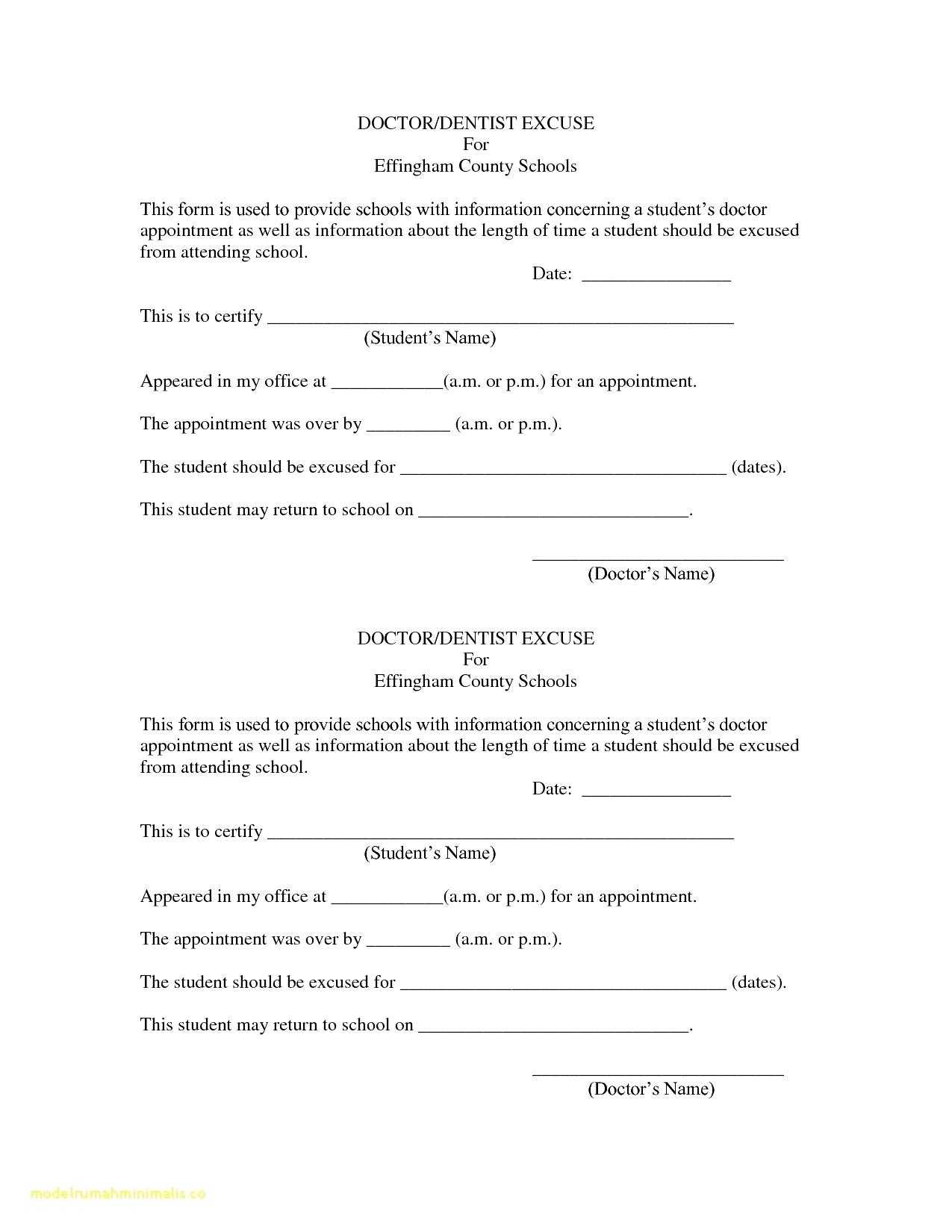 Dental Excuse Note Template