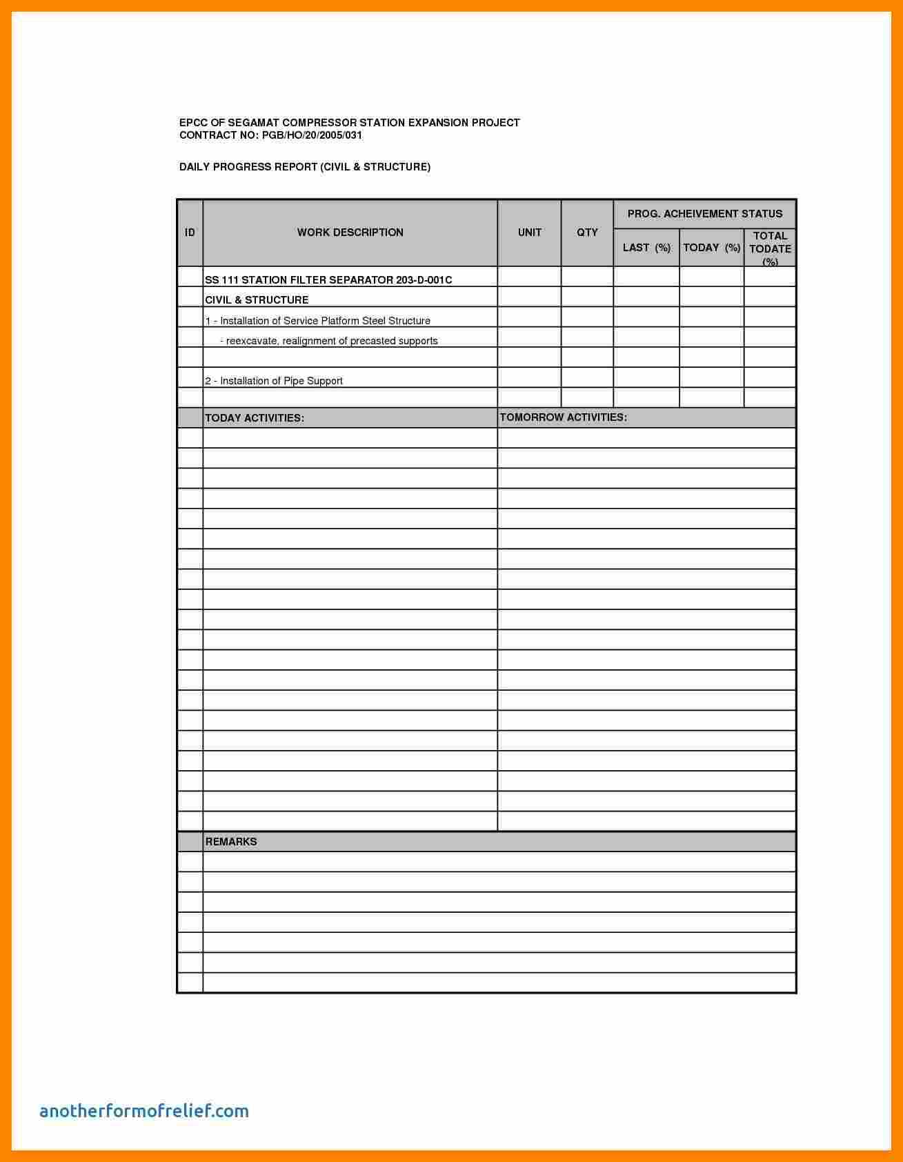 014 Ic Daily Project Progress Report Template Construction For Daily Project Status Report Template