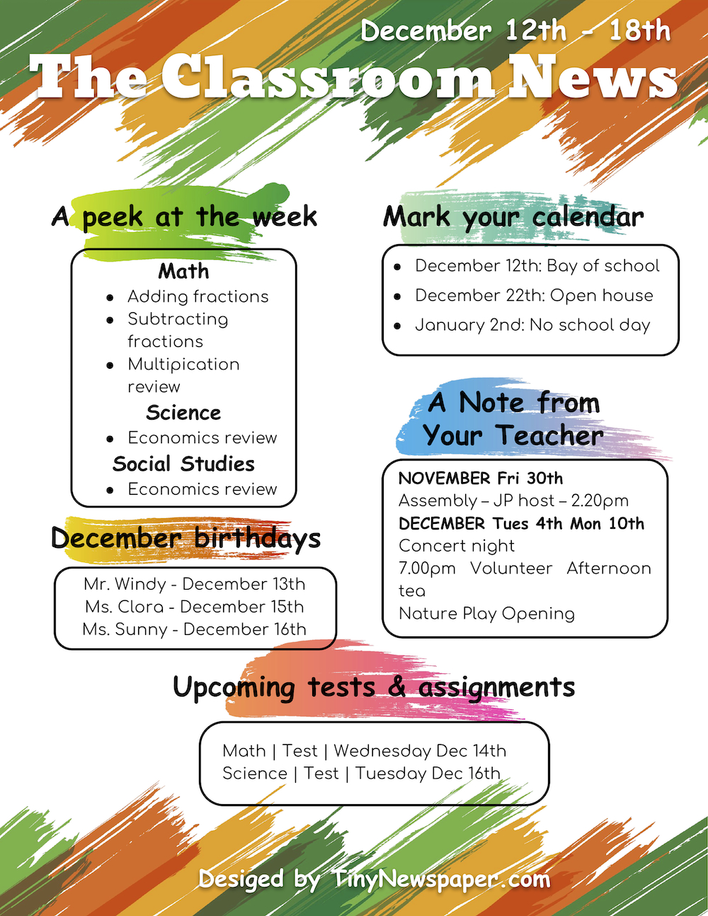 Free School Newsletter Templates Professional.fromgrandma.best