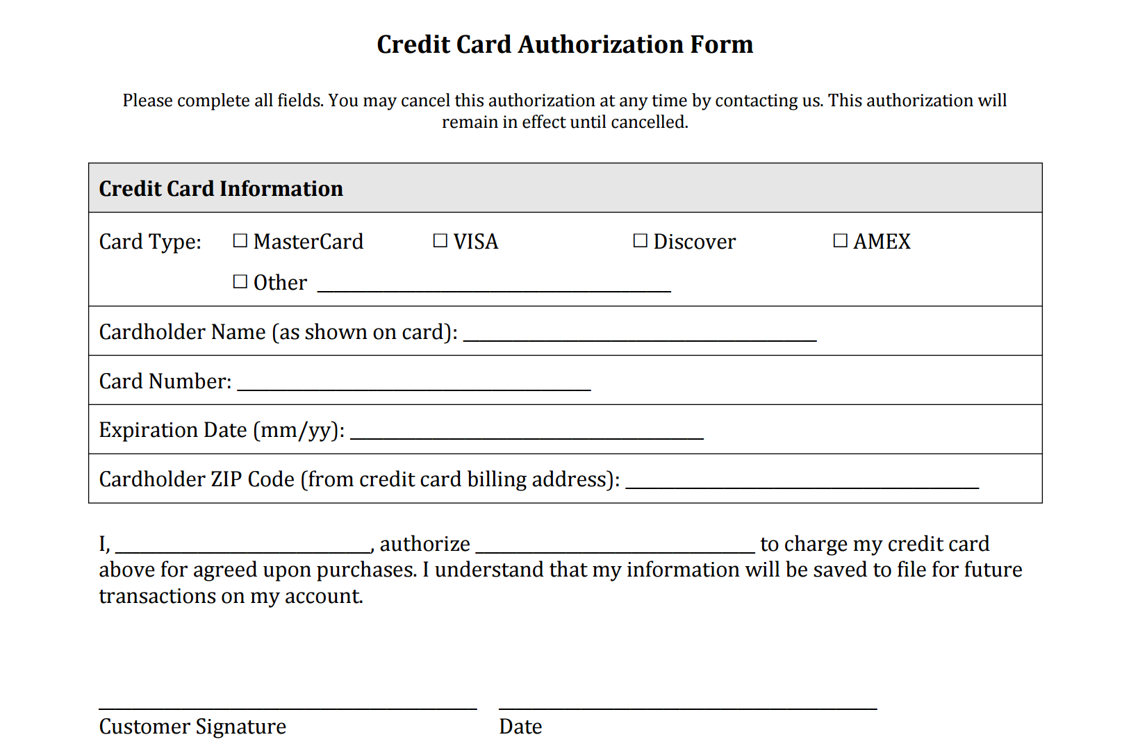 015 Recurring Payment Authorization Form Credit Card Ach Pdf In Credit Card Payment Slip Template