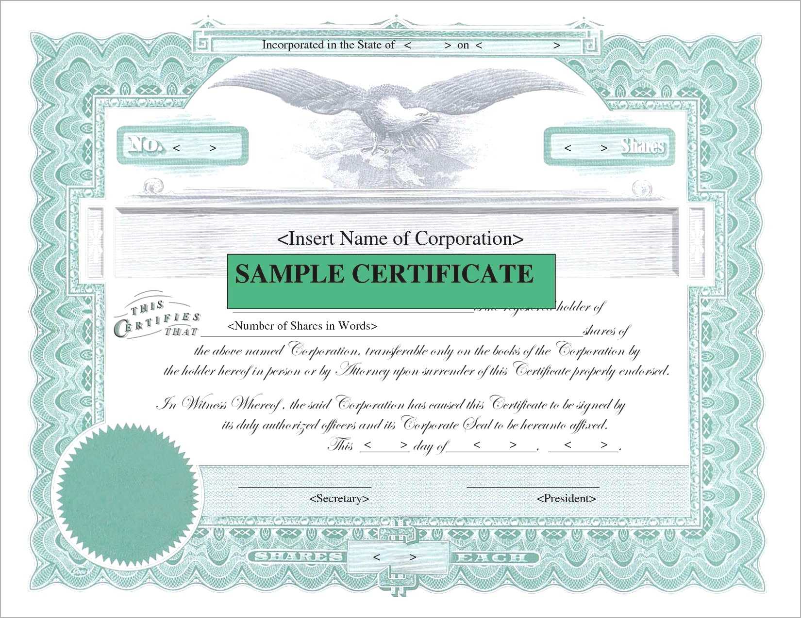 015 Template Ideas Corporate Stock Certificates Free New In Corporate Share Certificate Template