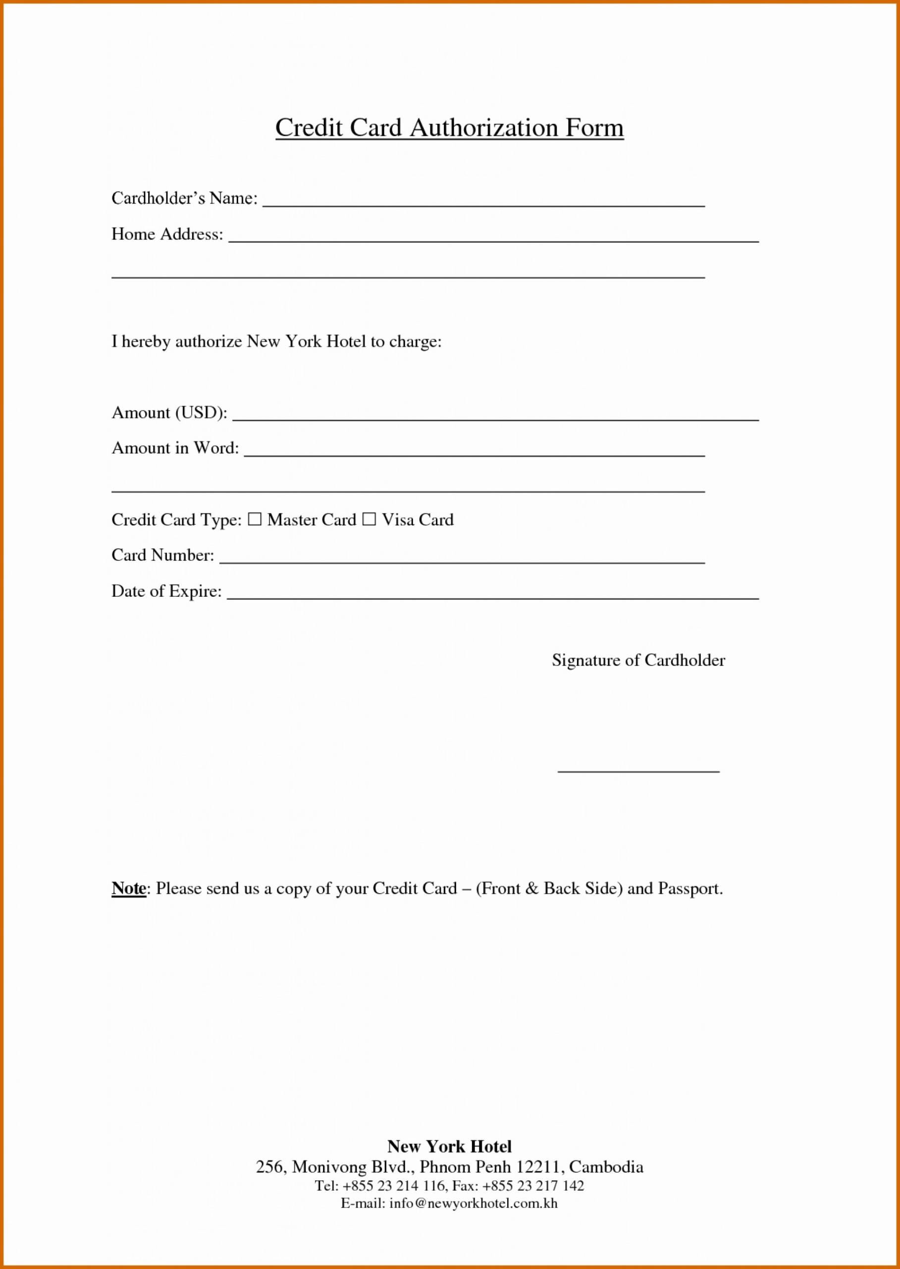 016 Credit Card Authorization Form Template Free Printable Intended For Credit Card Authorization Form Template Word