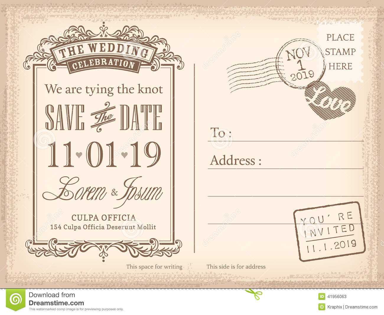 016 Save The Date Postcard Templates Vintage Background For Free Save The Date Postcard Templates