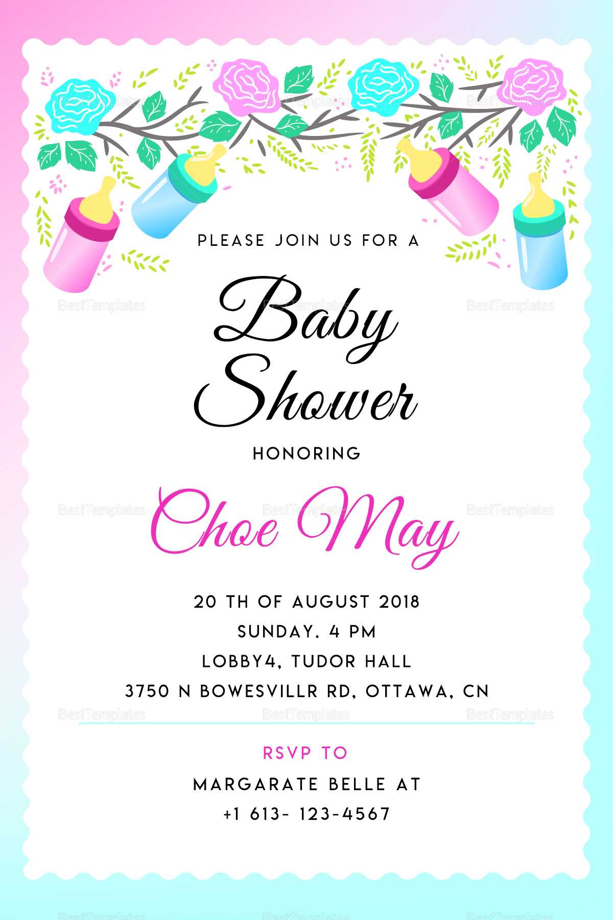 016 Template Ideas Baby Shower Invitation Templates Within Free Baby Shower Invitation Templates For Word