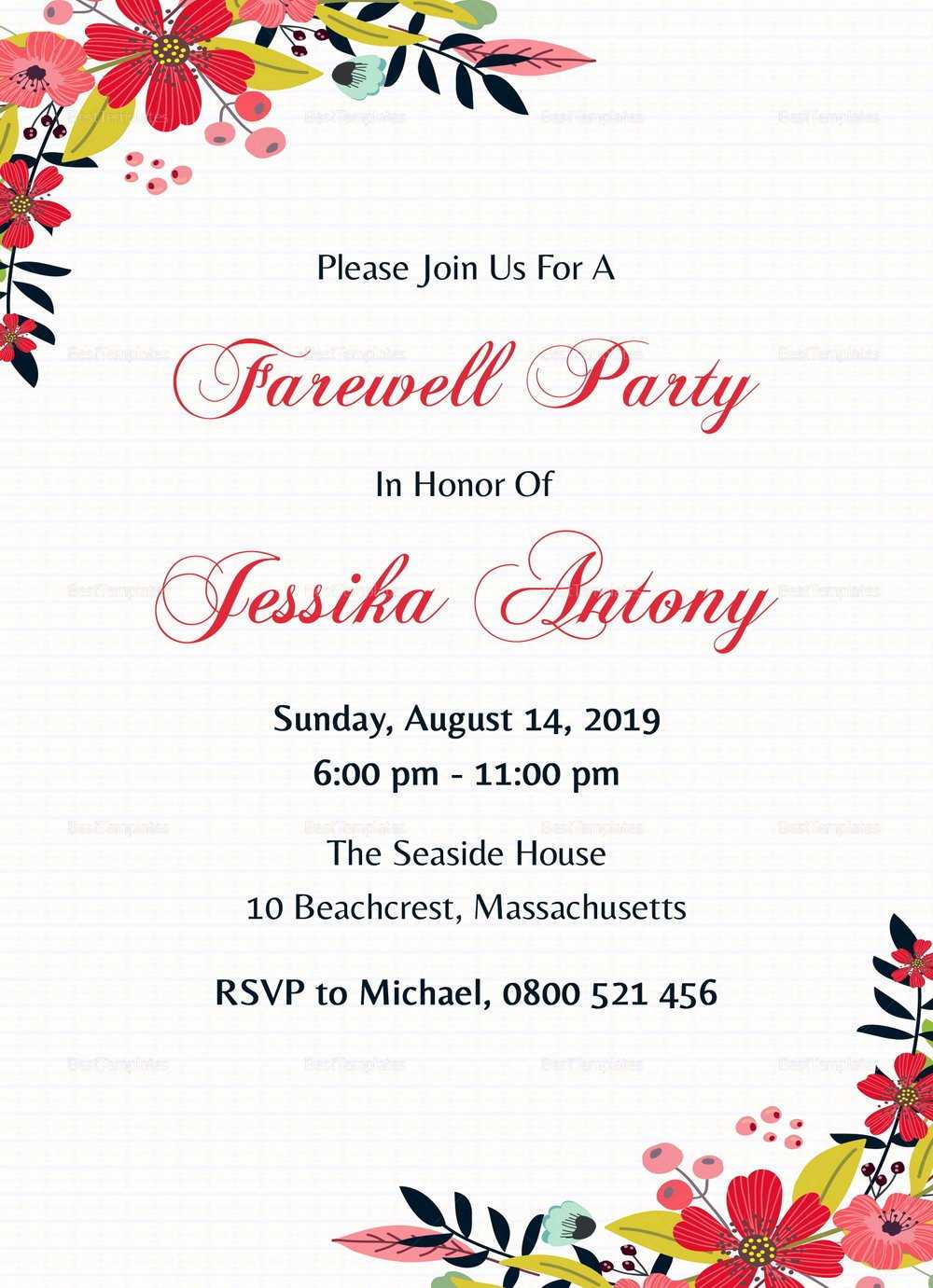 018 Farewell Party Flyer Template Free Lovely Invitation With Regard To Farewell Card Template Word