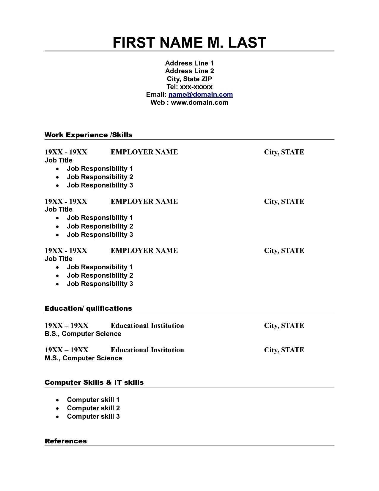 018 Microsoft Word Templates Free Printable Resume For Intended For Free Printable Resume Templates Microsoft Word