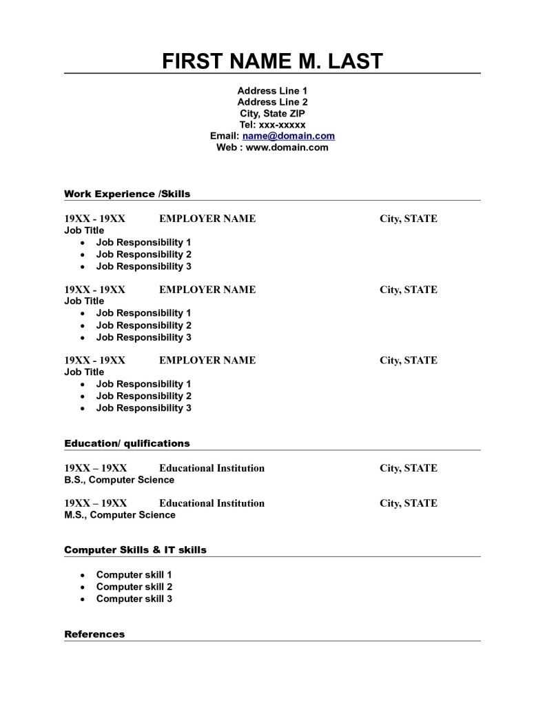 019 Blank Resume Template Word Free Printable For Templates Pertaining To Free Blank Resume Templates For Microsoft Word