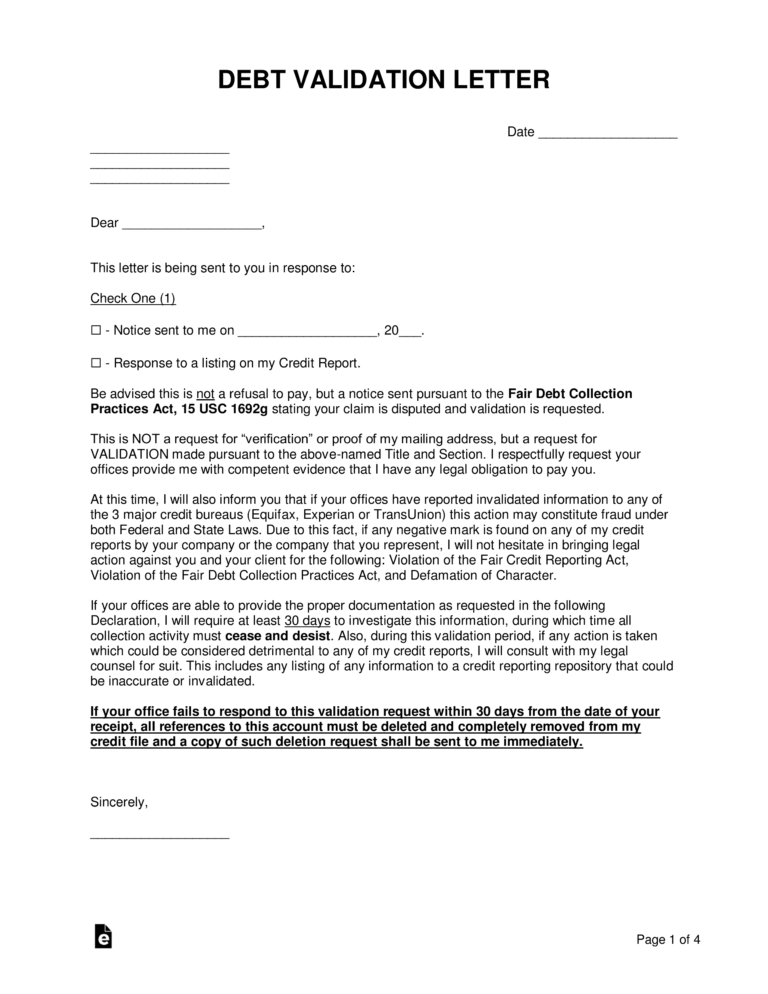 Collection Agency Debt Dispute Letter Template