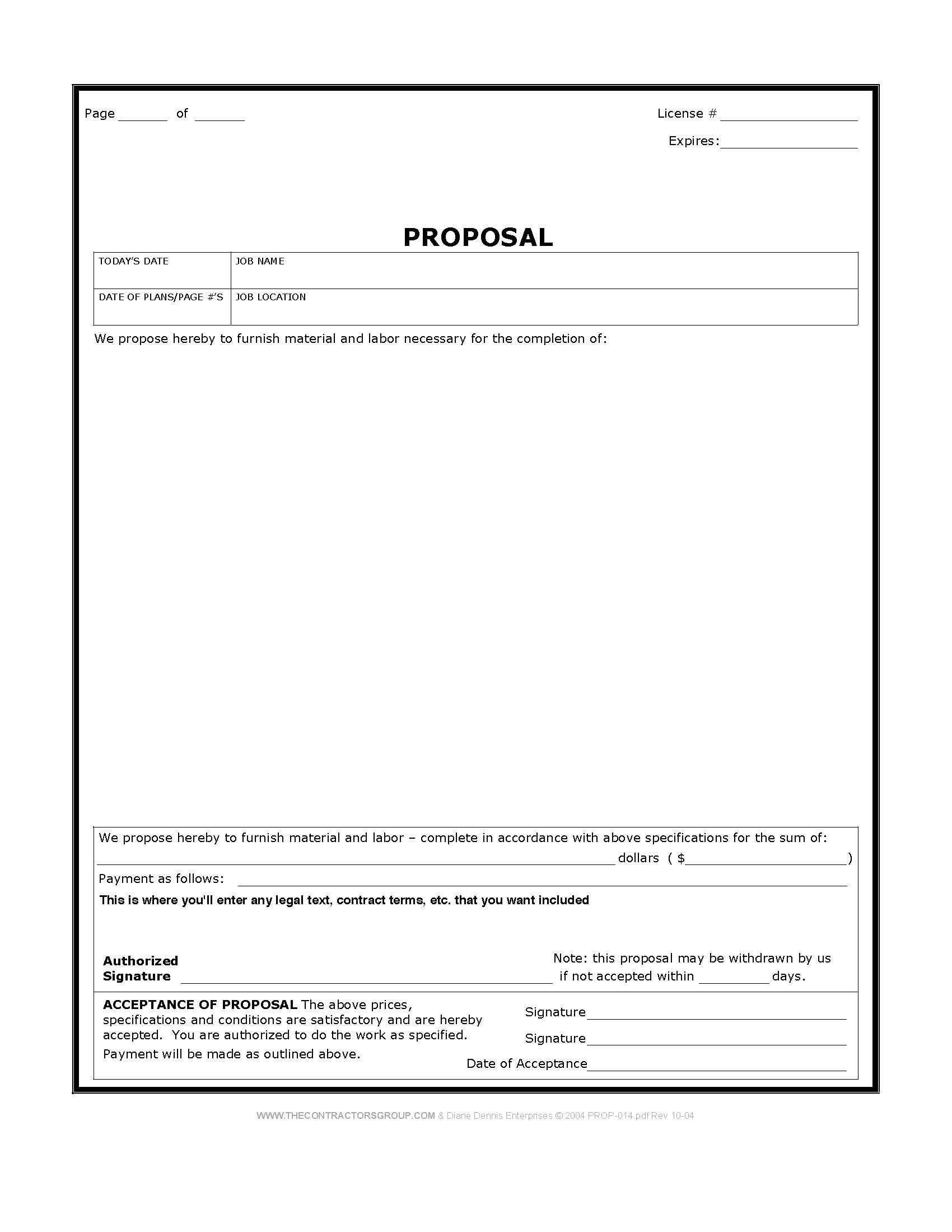 019 Free Construction Proposal Template Bid Dreaded Online Regarding Free Contractor Proposal Template