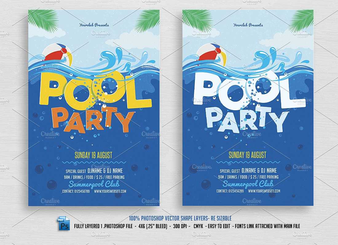019 Printable Pool Party Template Ideas Free Flyer For Free Pool Party Flyer Templates