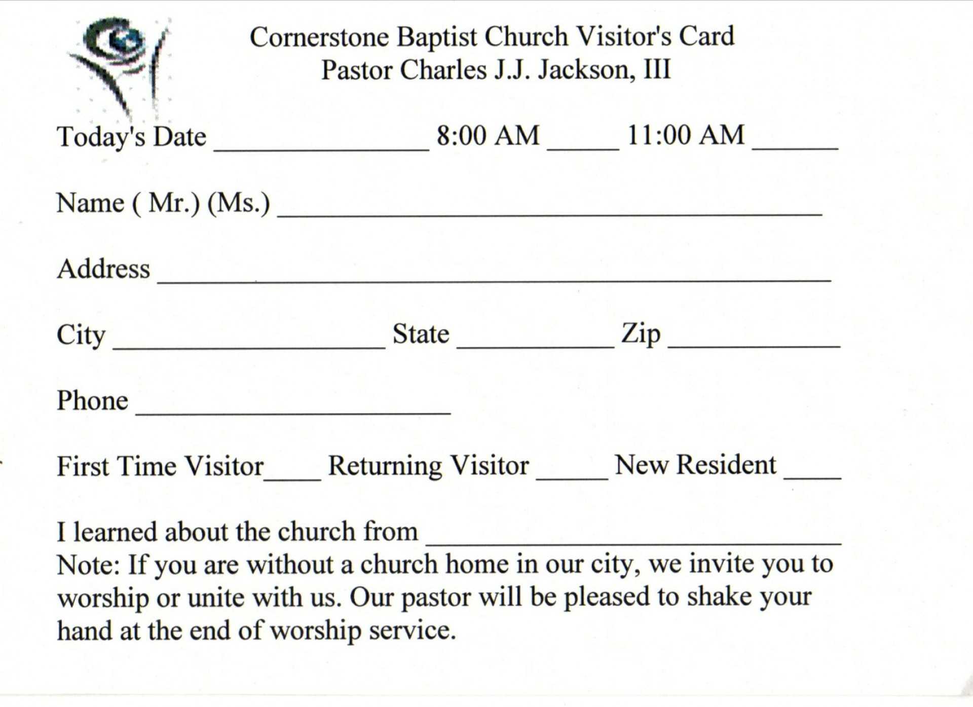 019 Template Ideas Church Visitor Card Word Impressive Inside Church Visitor Card Template