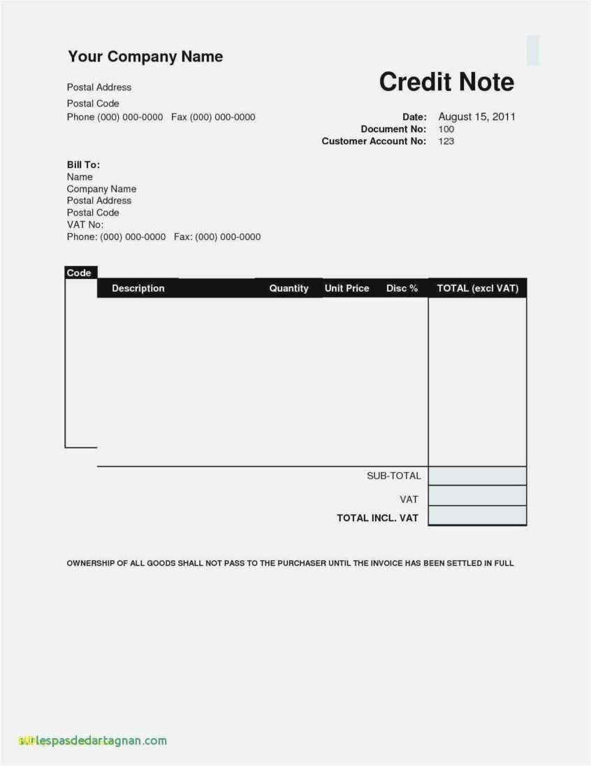 020 Image Service Invoice Template Word Download Free Simple In Credit Note Template On Word Download