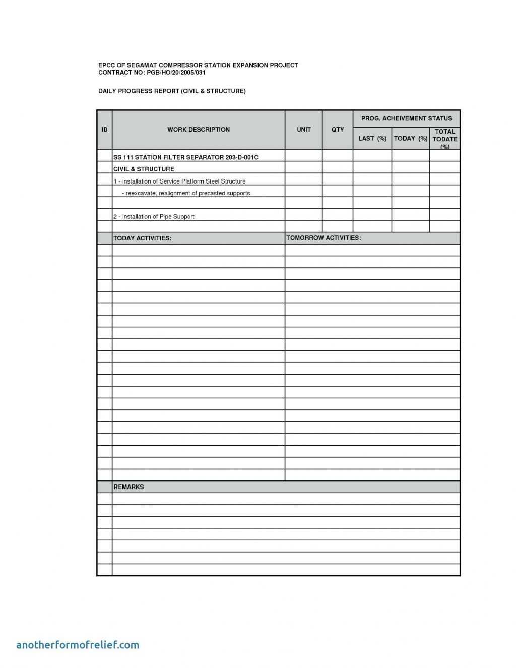 020 Template Ideas Construction Daily Report Excel Status In Daily Reports Construction Templates