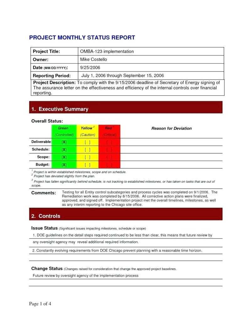 020 Template Ideas Project Status Report Excel Remarkable Intended For Deviation Report Template