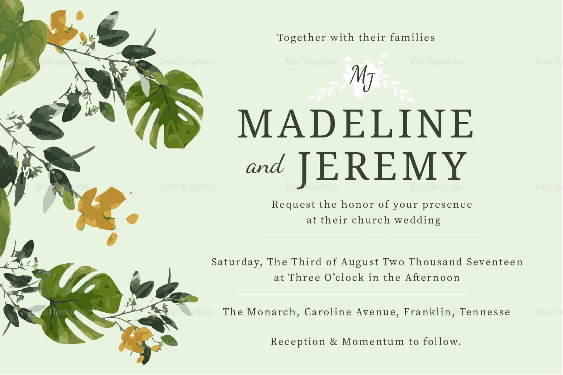 021 Church Invite Cards Invitation Templates Template Pertaining To Church Wedding Invitation Card Template