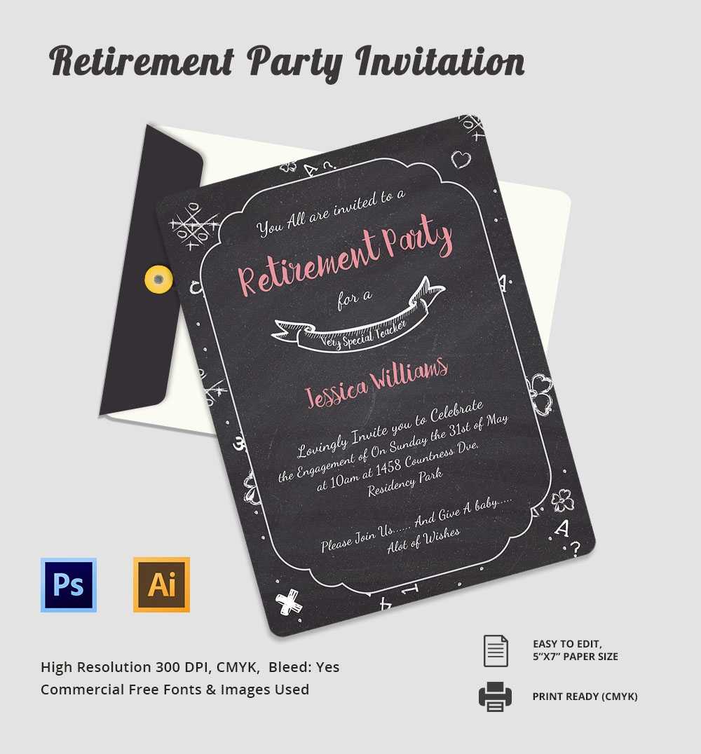 021 Elegant Retirement Party Invitation Template Flyer Free In Free Retirement Templates For Flyers