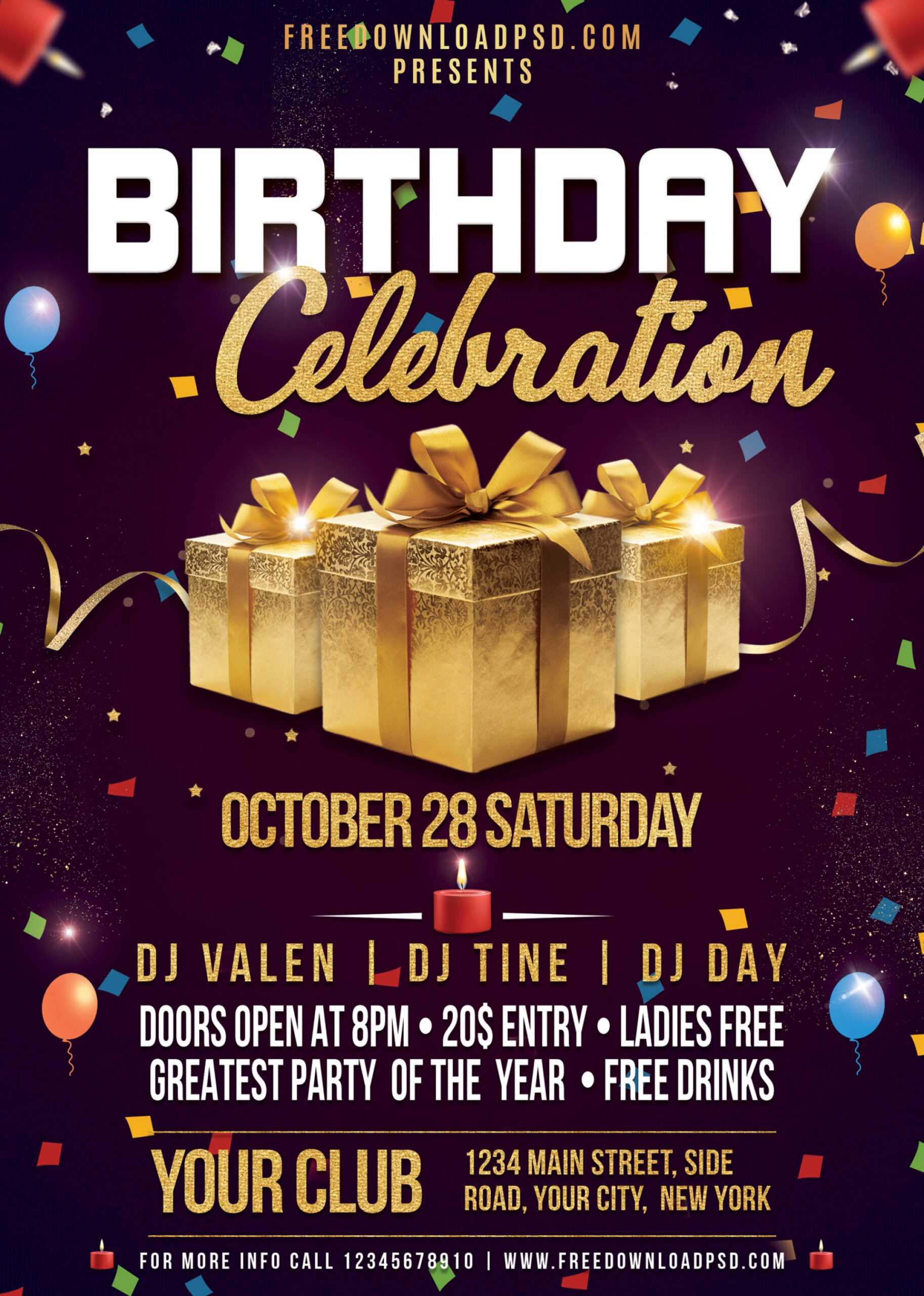 021 Free Birthday Flyer Templates Psd Template Awesome Ideas Throughout Free Birthday Flyer Templates