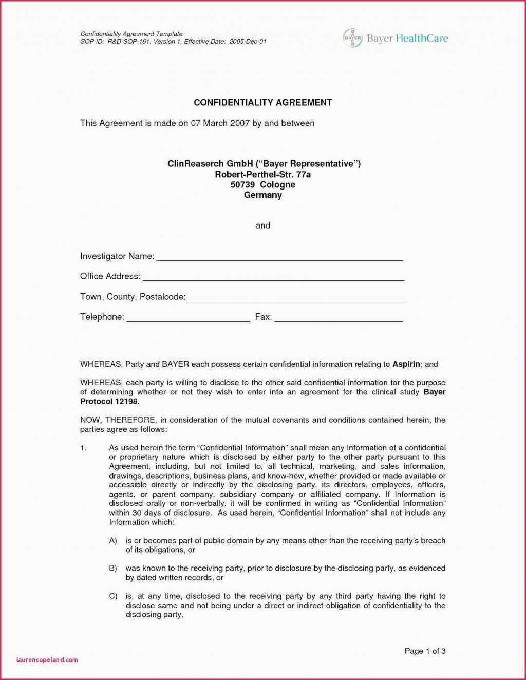 023 Confidentiality Agreement Template Free 20Non20Losure With Regard To Free Confidentiality Agreement Template Download