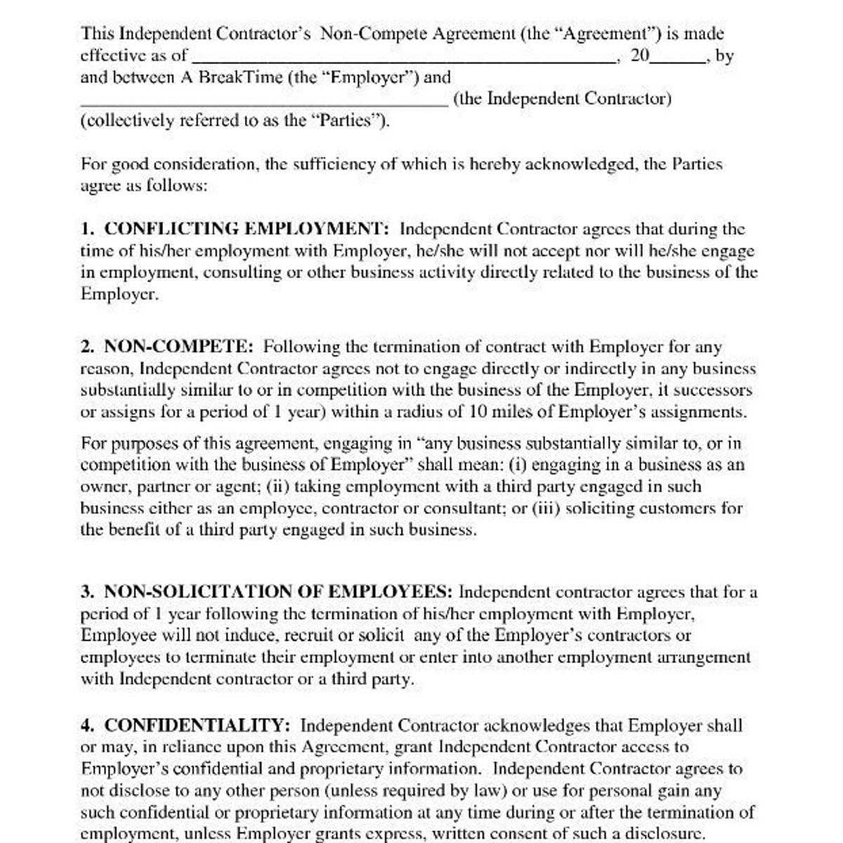 023 Employee Non Compete Agreement Template Ideas Arizona Pertaining To Employee Non Compete Agreement Template