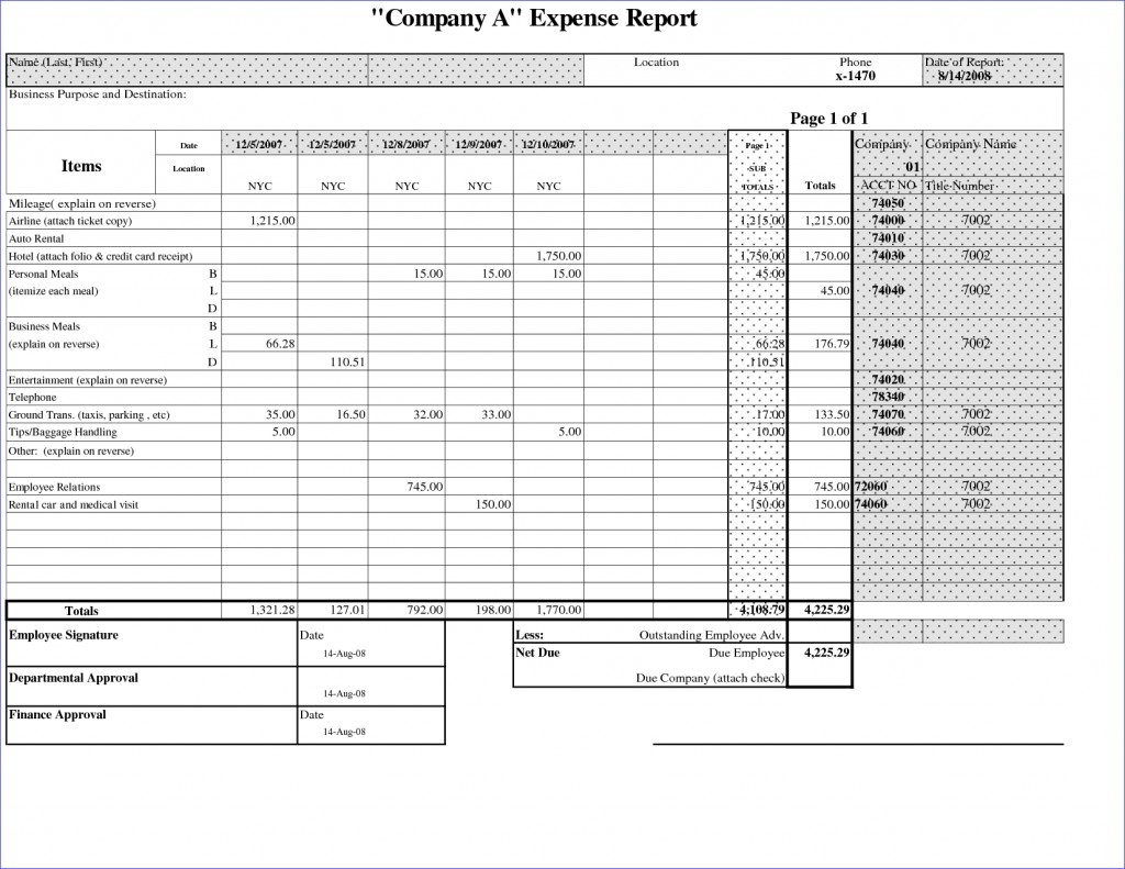023 Monthly Business Expense Report Template Excel Ideas With Company Expense Report Template