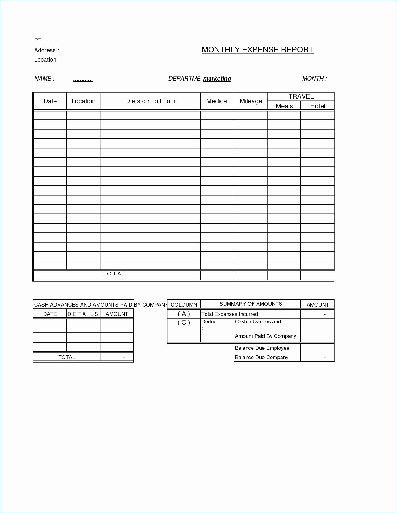 024 Free Expense Report Template Ideas Expenses Delightful Inside Company Expense Report Template