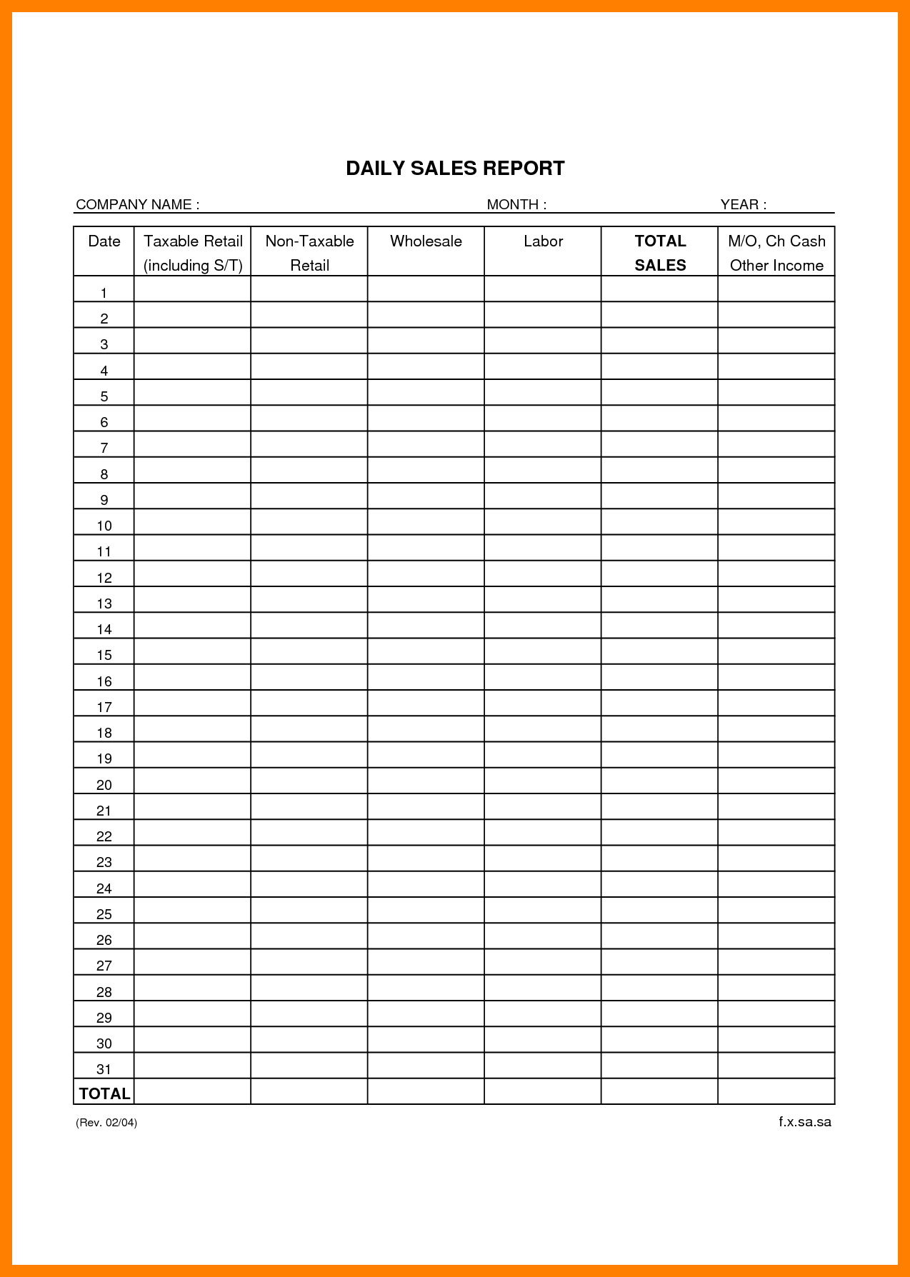 025 Daily Sales Report Template Retail Business Templates Intended For Daily Sales Report Template Excel Free