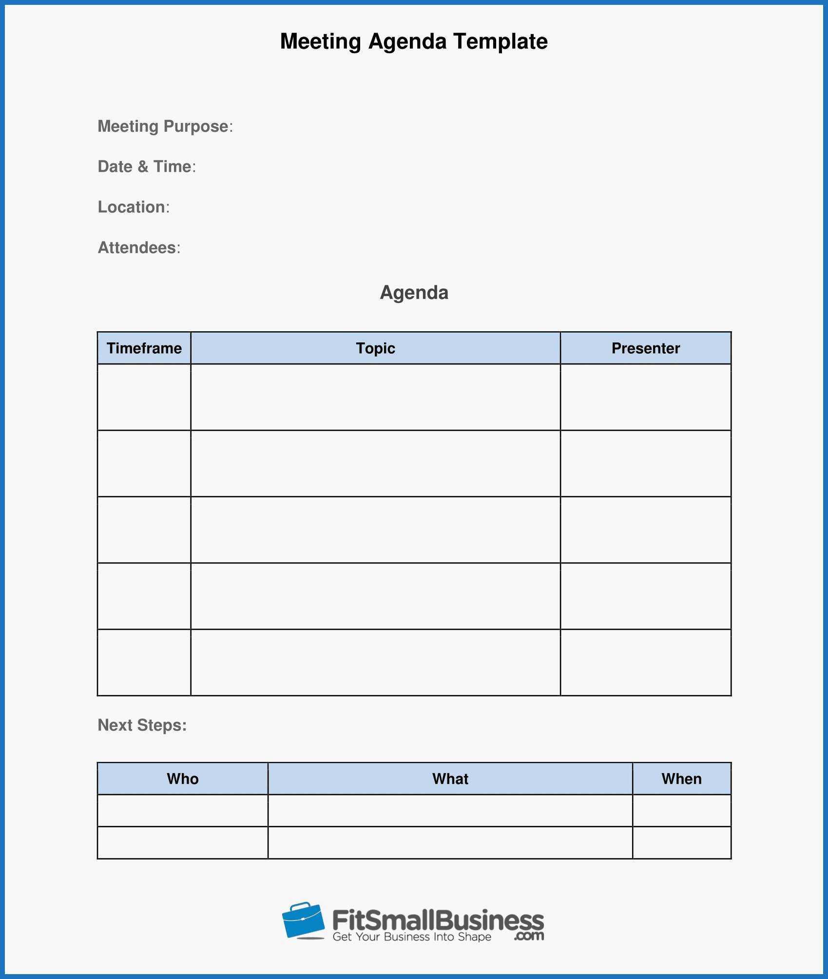 025 Free Meeting Agenda Template Word One On Templates For With Free Meeting Agenda Templates For Word