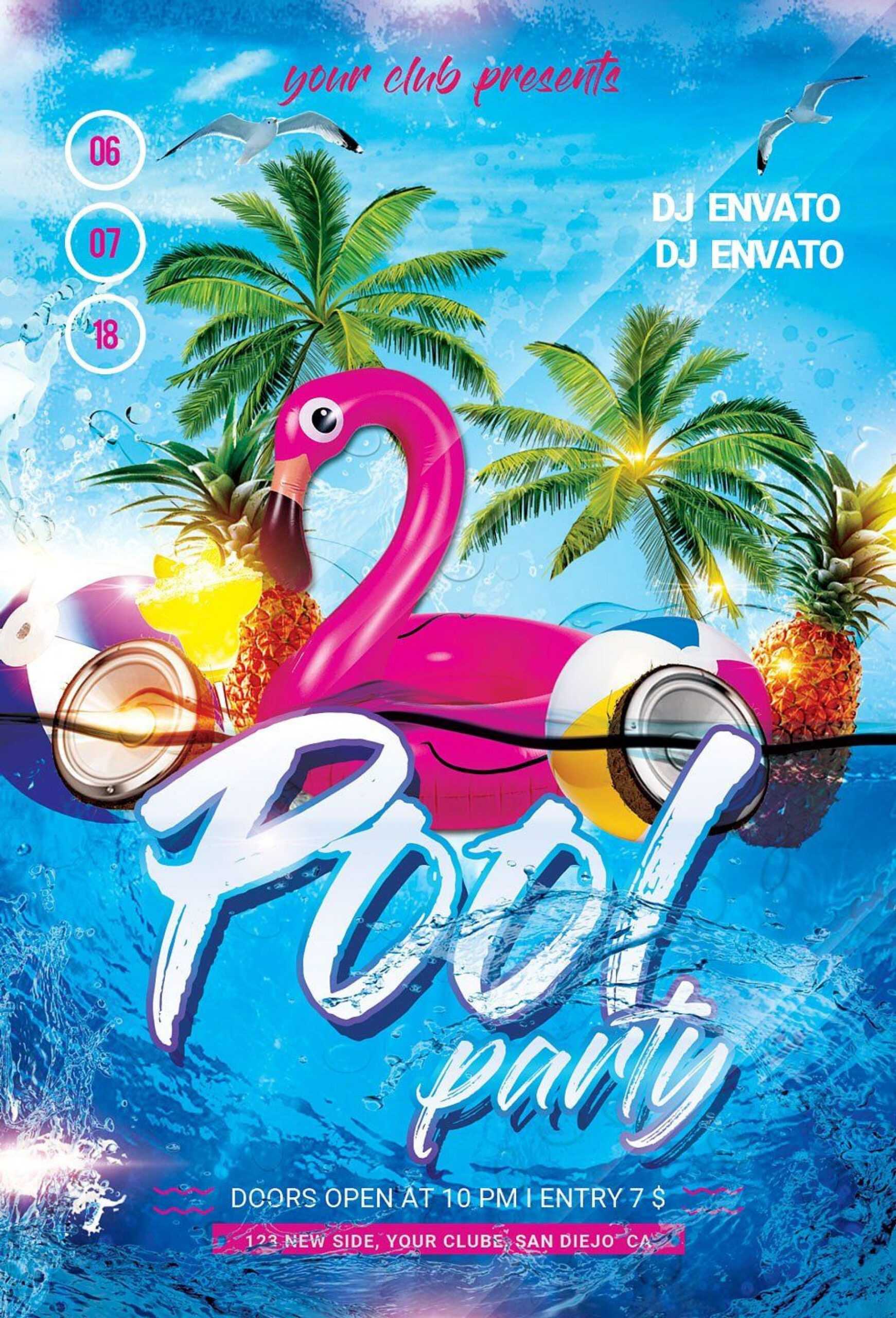 025 Template Ideas Free Pool Party Flyer Templates Psd With Regard To Free Pool Party Flyer Templates