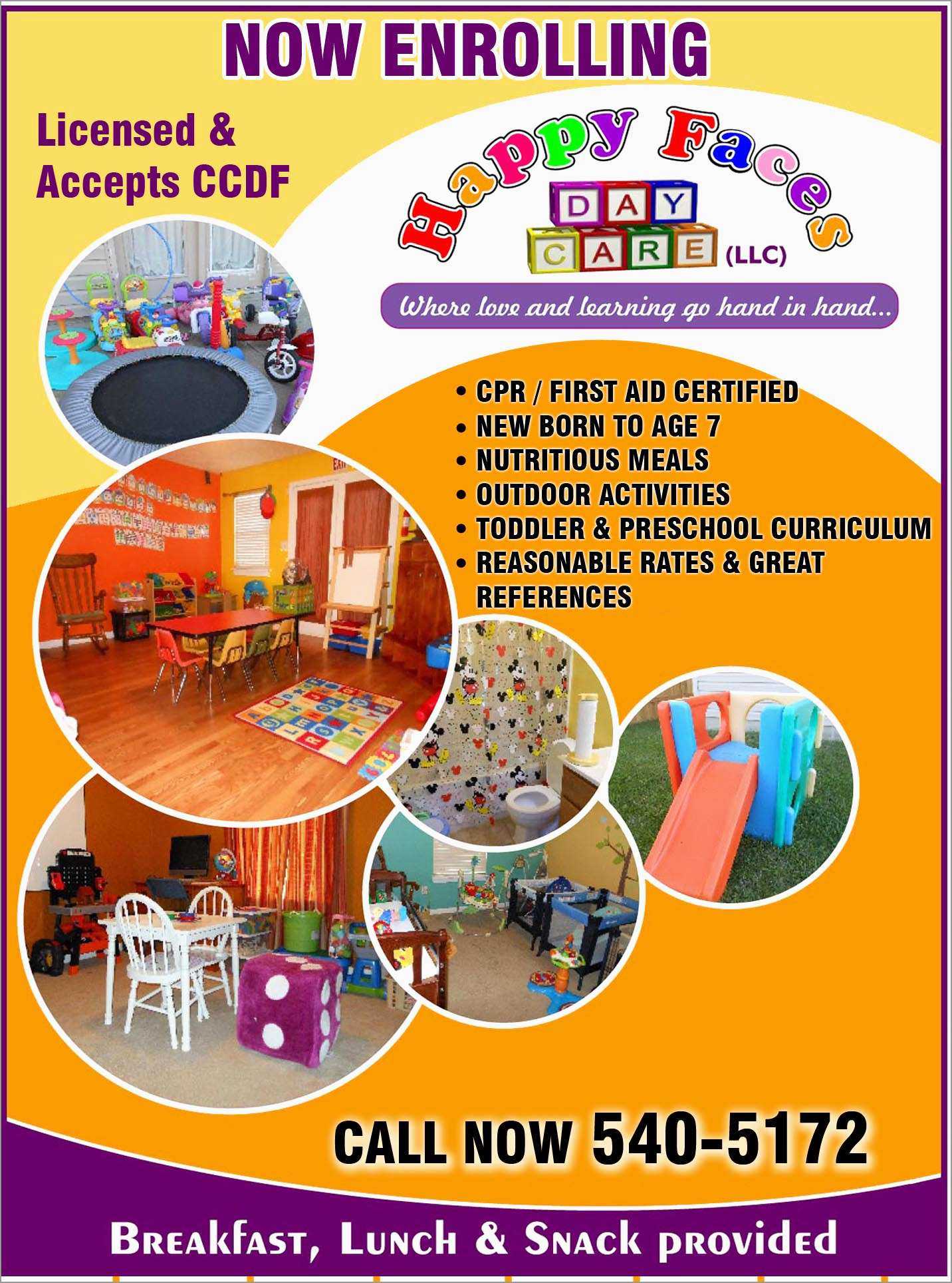 026 Free Daycare Flyer Templates Pleasant Happy Faces Home Regarding Daycare Flyer Templates Free