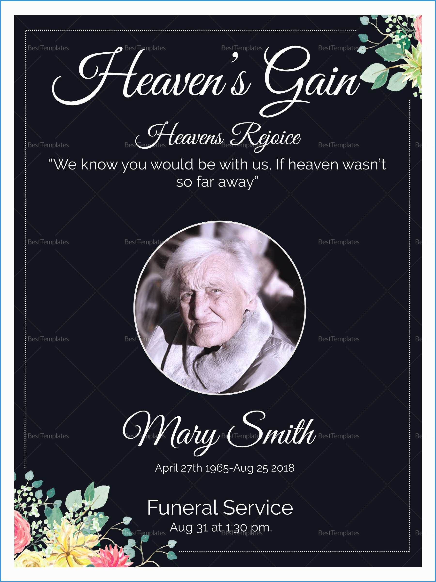 027 Free Memorial Card Template Ideas Death Announcement Within Funeral Invitation Card Template