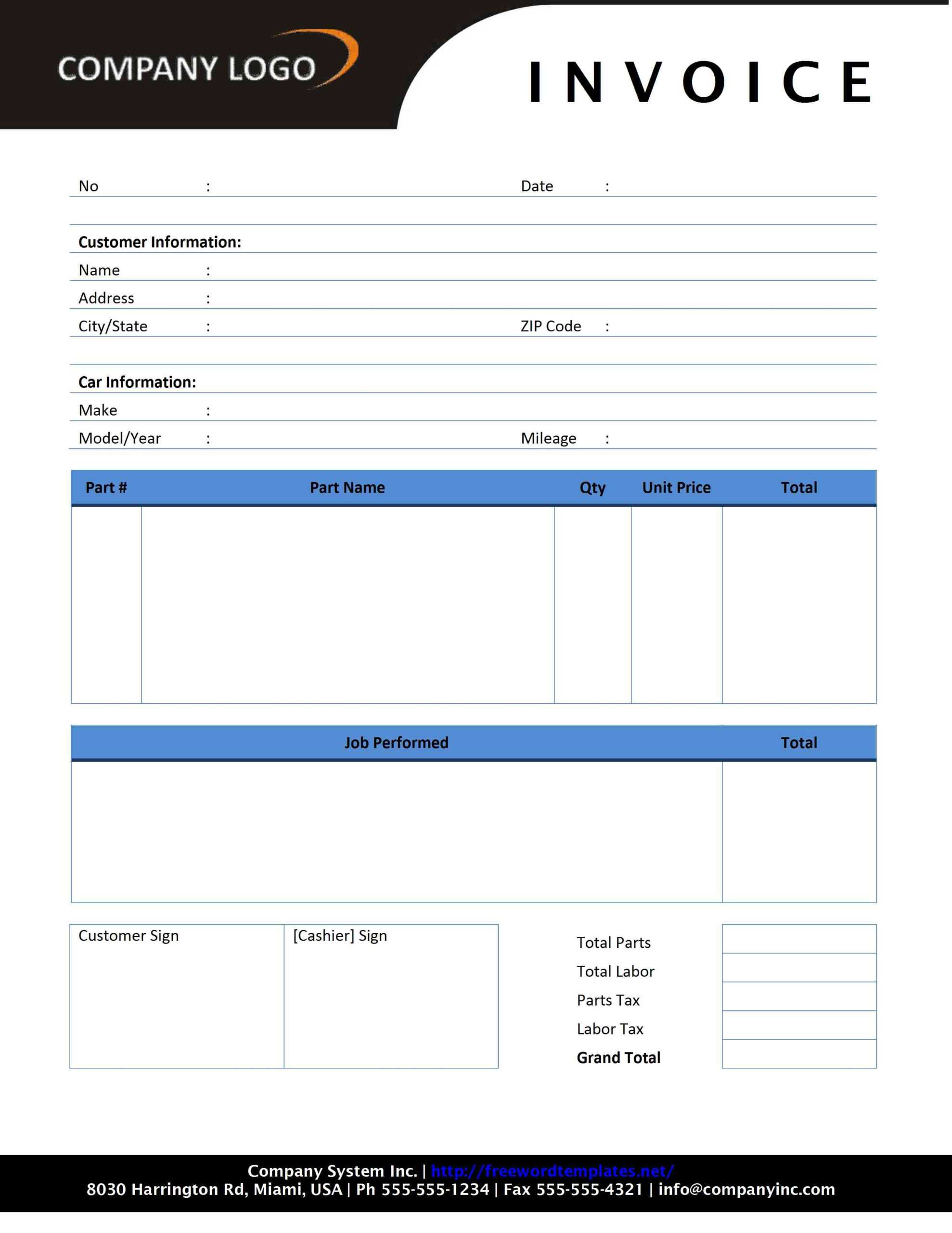 027 Service Invoice Template Free Business Creative Auto Inside Free Business Invoice Template Downloads