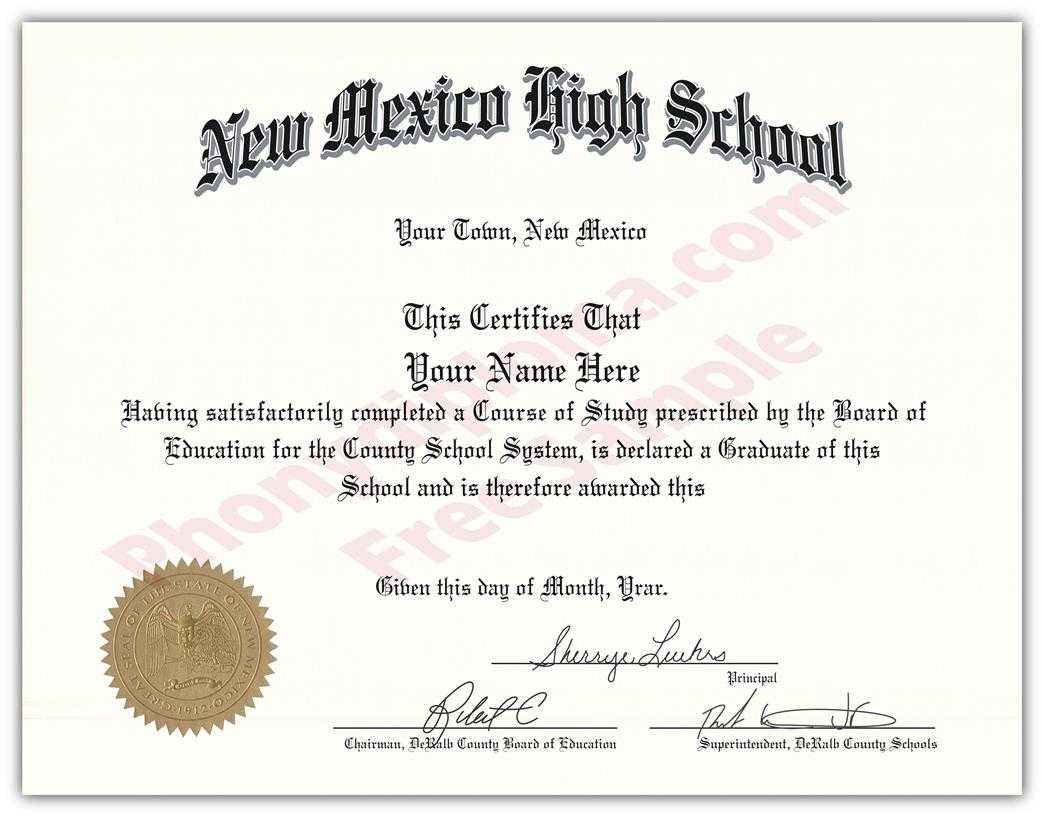 028 New Mexico High School Fake Diploma Template Magnificent Throughout Fake Diploma Certificate Template